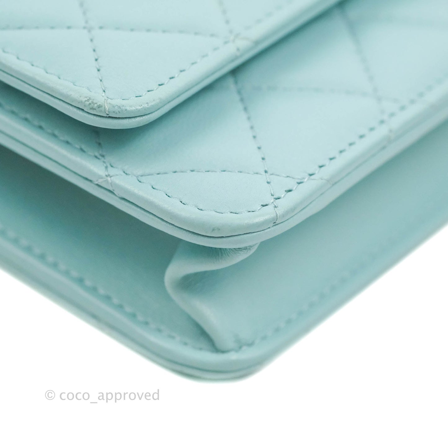 Chanel Trendy CC Quilted Wallet on Chain WOC Tiffany Blue Lambskin Gold Hardware