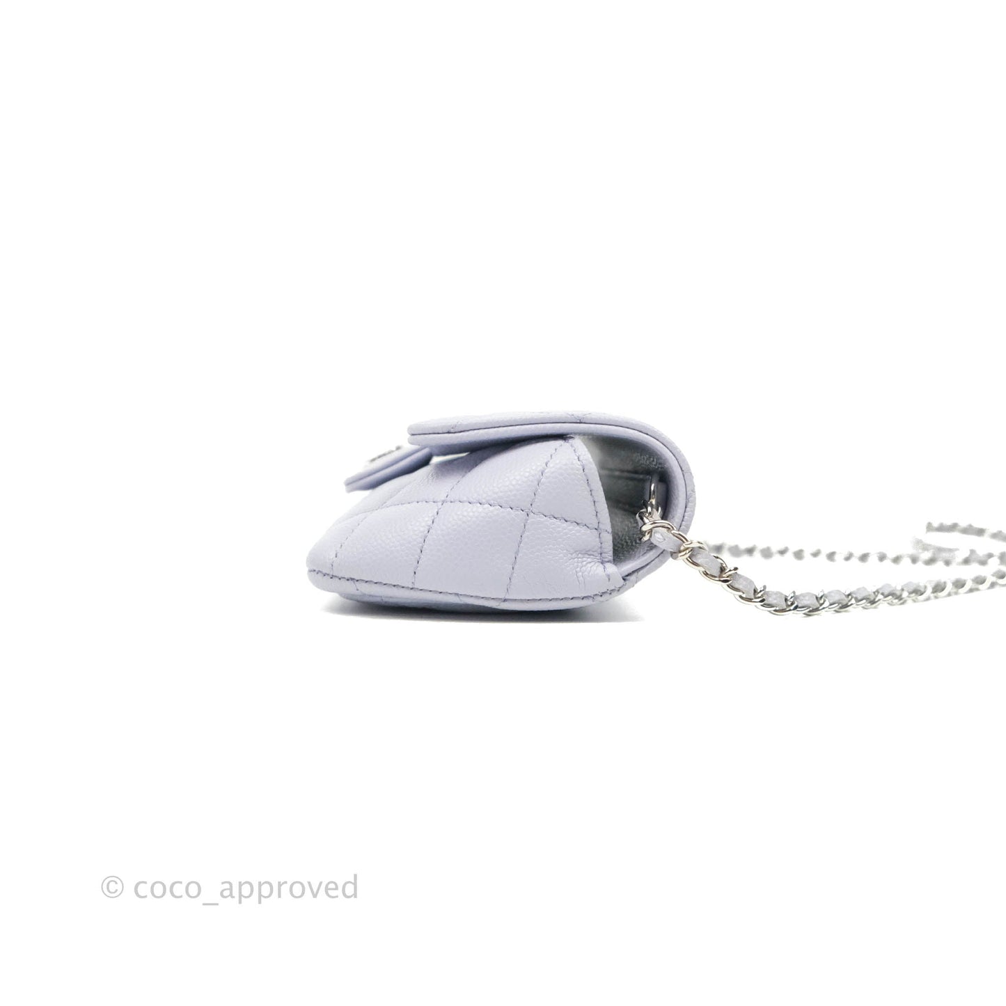 Chanel Quilted Case With Chain Lilac Caviar Silver Hardware