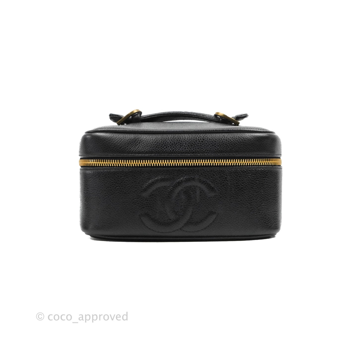 Chanel Vintage Vanity Case Black Caviar Gold Hardware