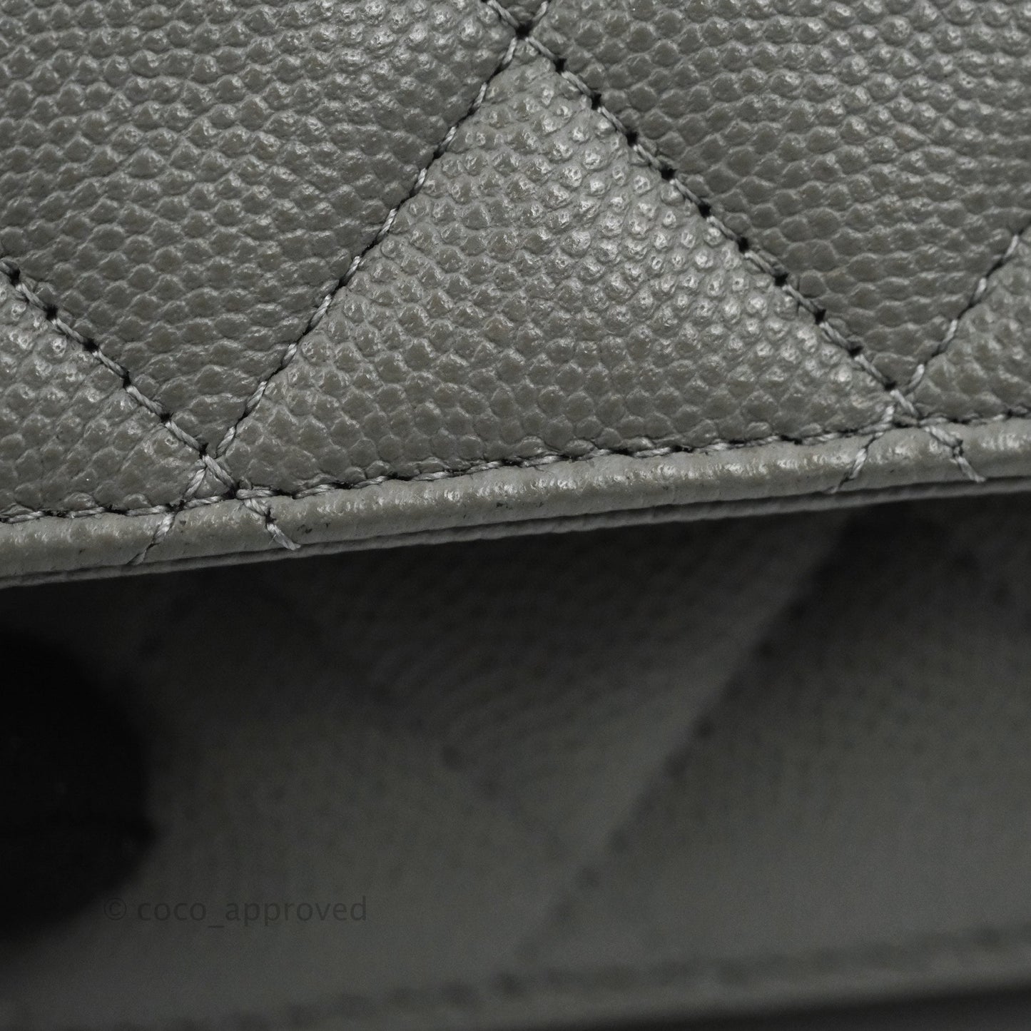 Chanel Quilted Classic Wallet on Chain WOC Grey Caviar Gold Hardware