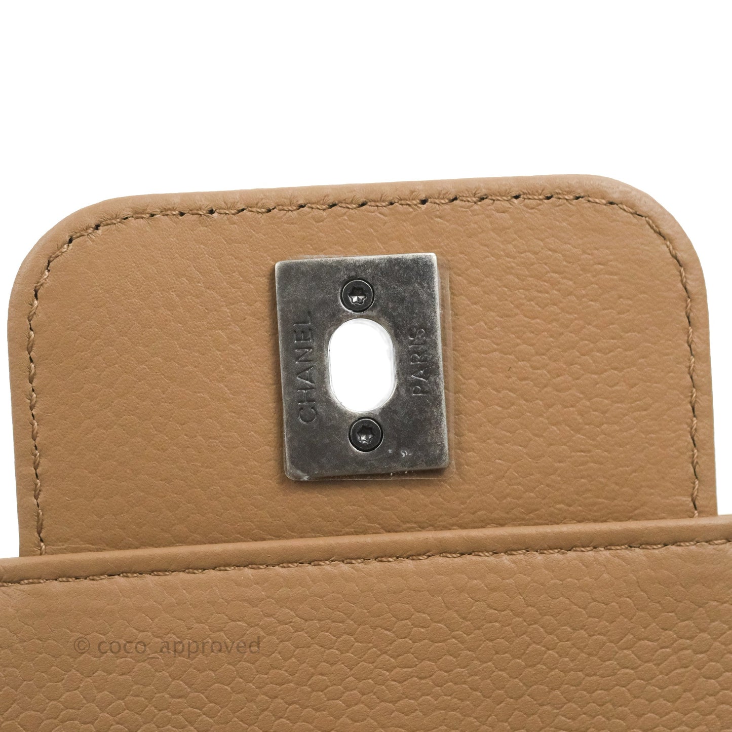 Chanel Flap Bag Dark Beige Caviar Ruthenium Hardware 17B