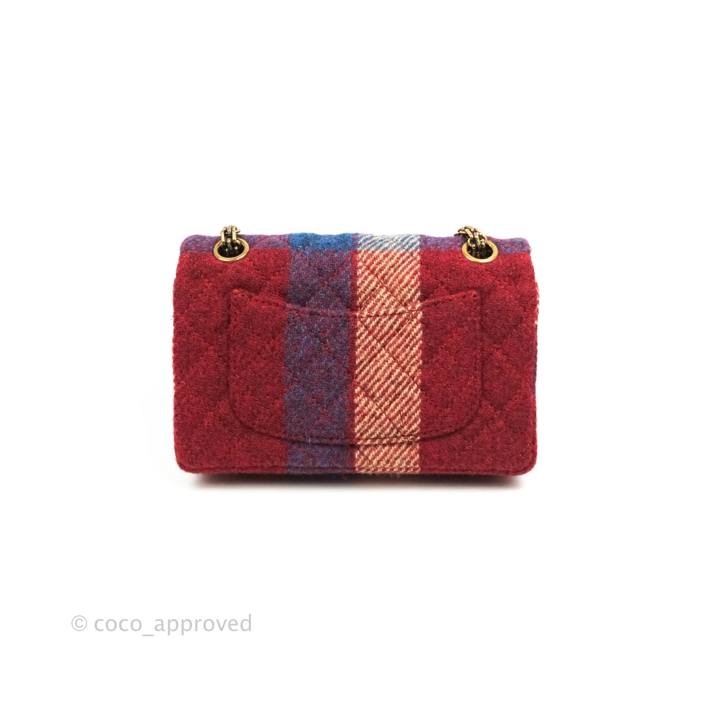 Chanel Mini Reissue 224 Wool Checked Aged Gold Hardware