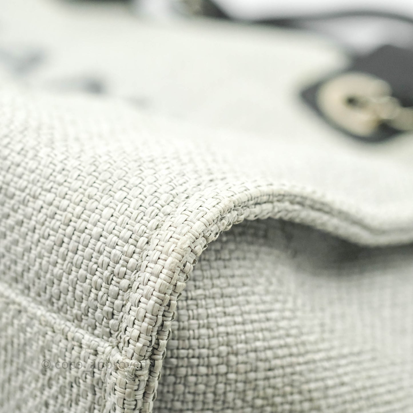 Chanel Large Deauville Light Grey Canvas Silver Hardware