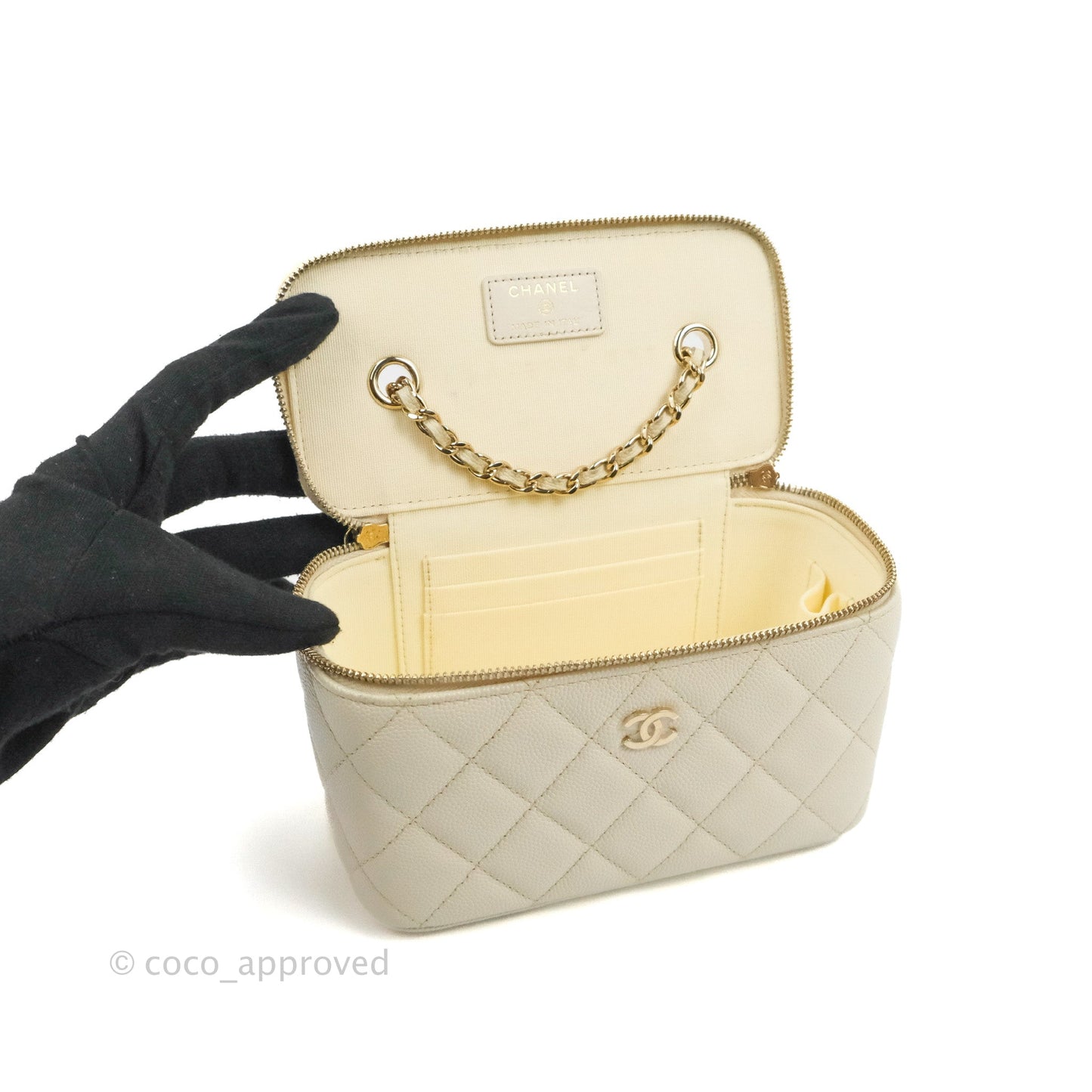 Chanel Classic Vanity with Chain Ivory Caviar Gold Hardware