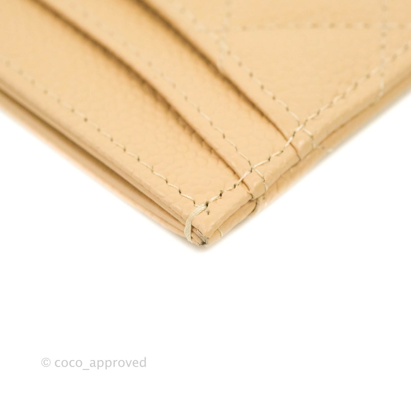 Chanel Classic Flat Card Holder Beige Caviar Gold Hardware