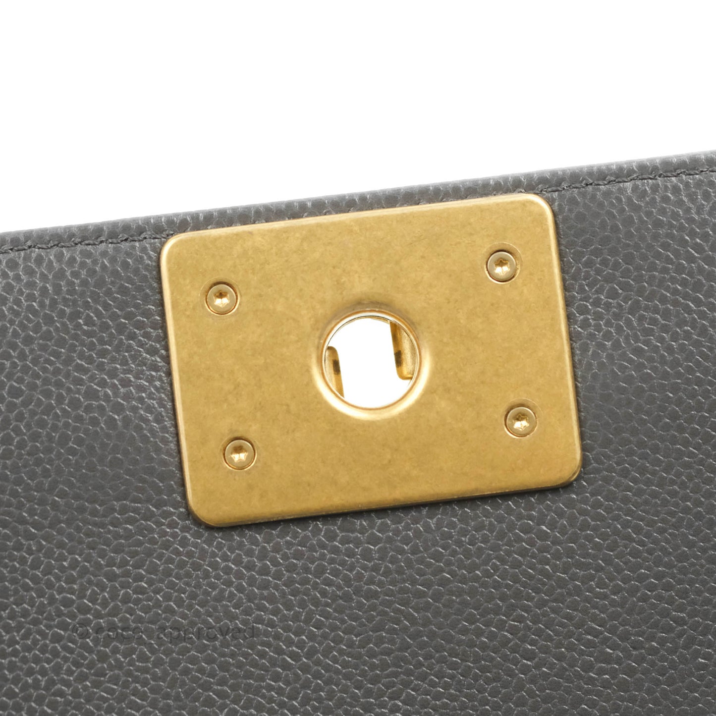Chanel Small Boy Dark Grey Caviar Aged Gold Hardware