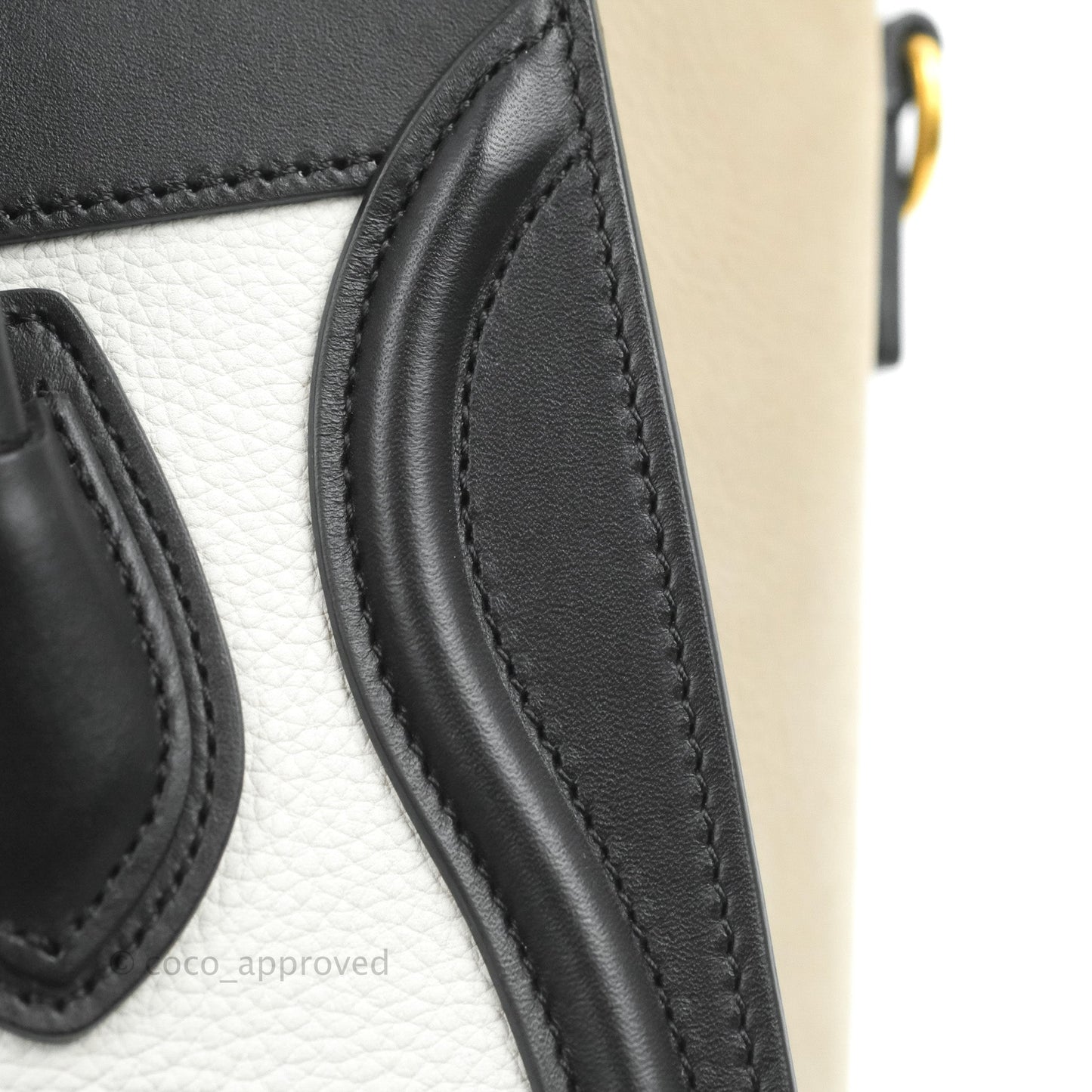 Celine Nano Luggage Bag Tricolour Dune/White/Black Grained Calfskin