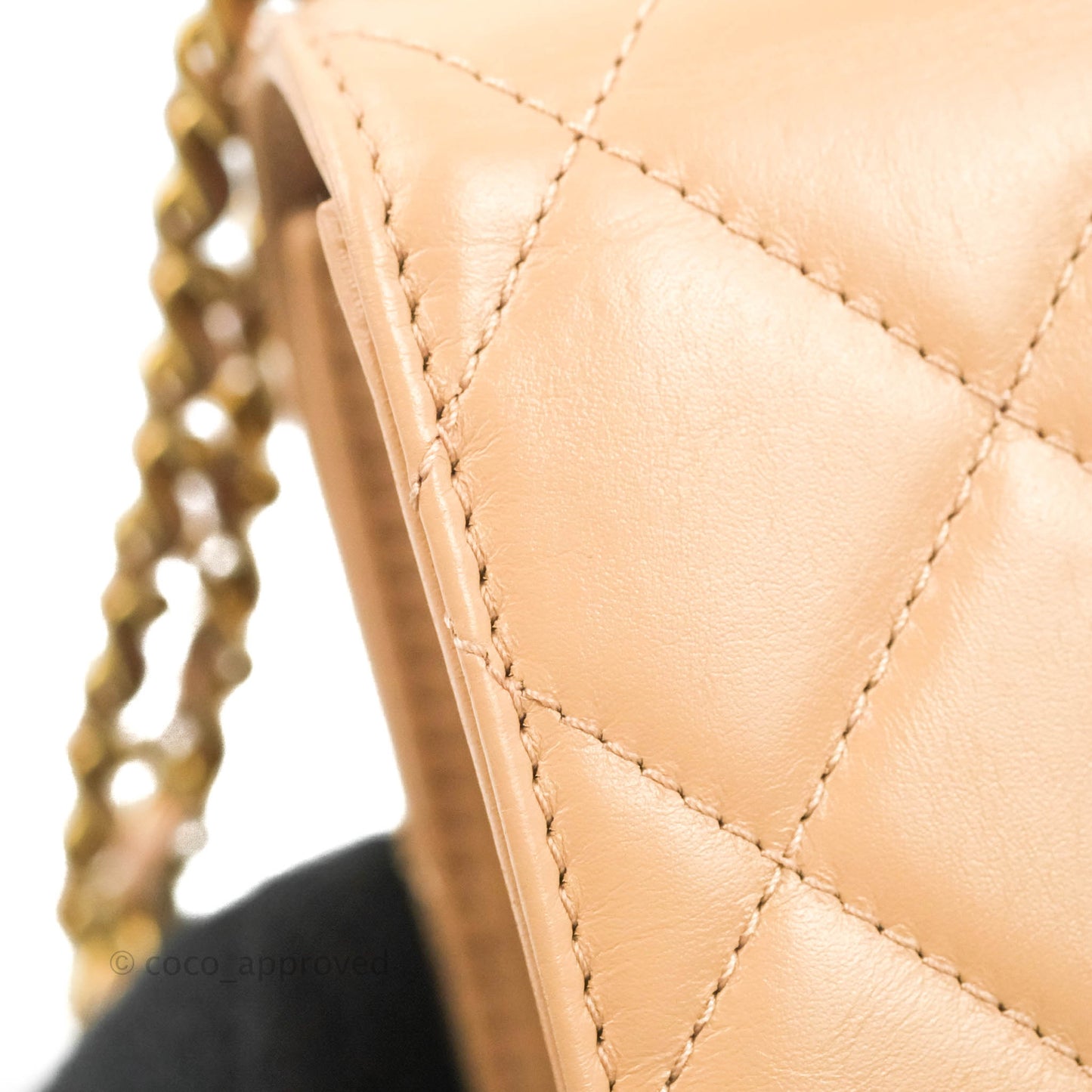 Chanel Quilted Perfect Fit Adjustable Beige Calfskin Gold Hardware 21A