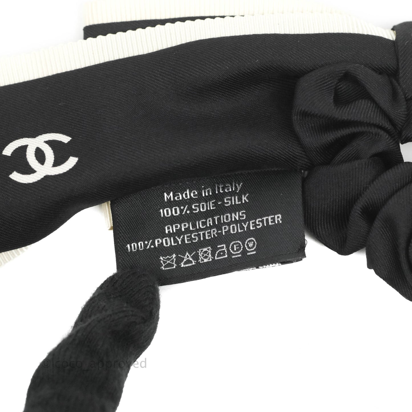 Chanel Bow Silk Hair Accessory Ivory & Black