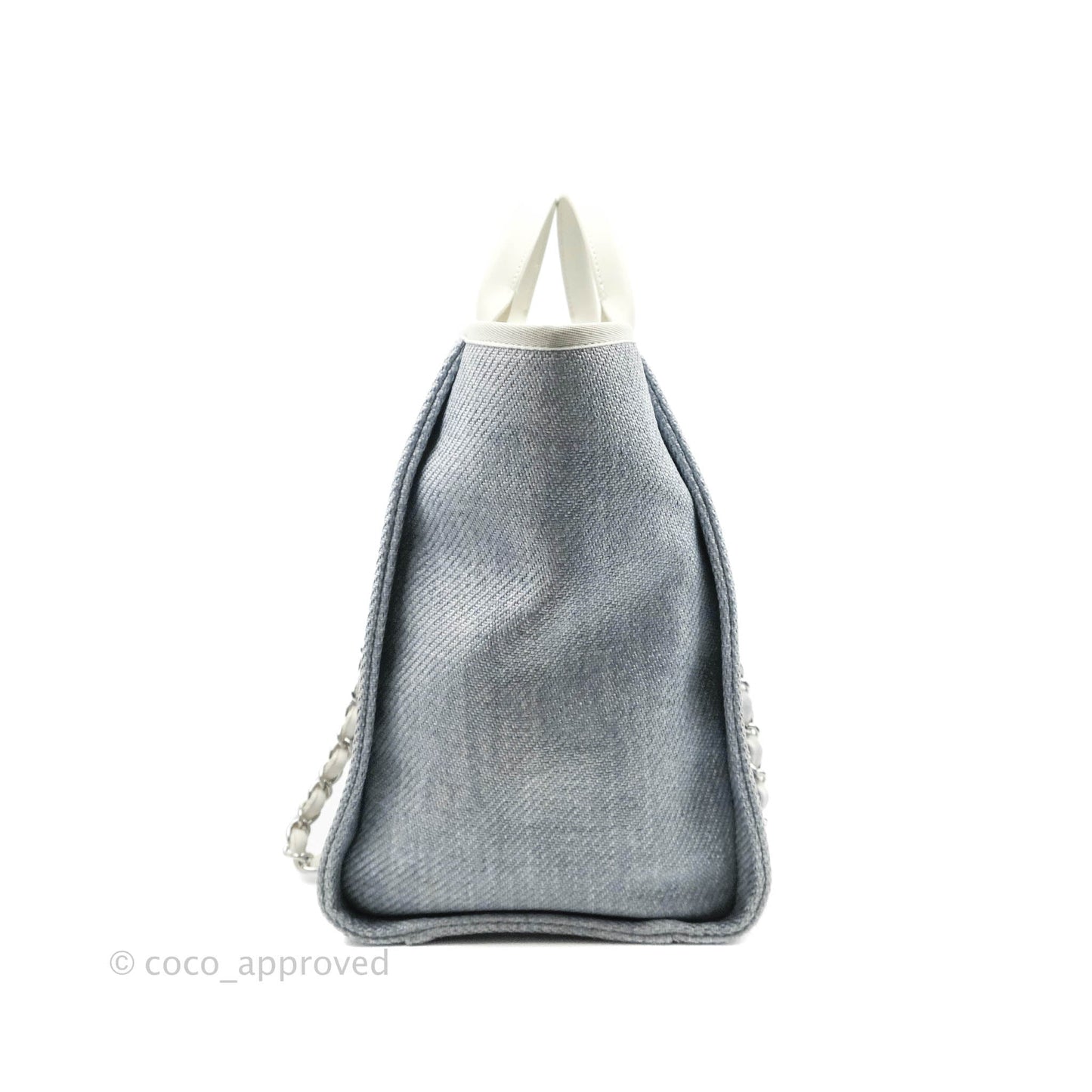 Chanel Large Deauville Light Blue Canvas Silver Hardware