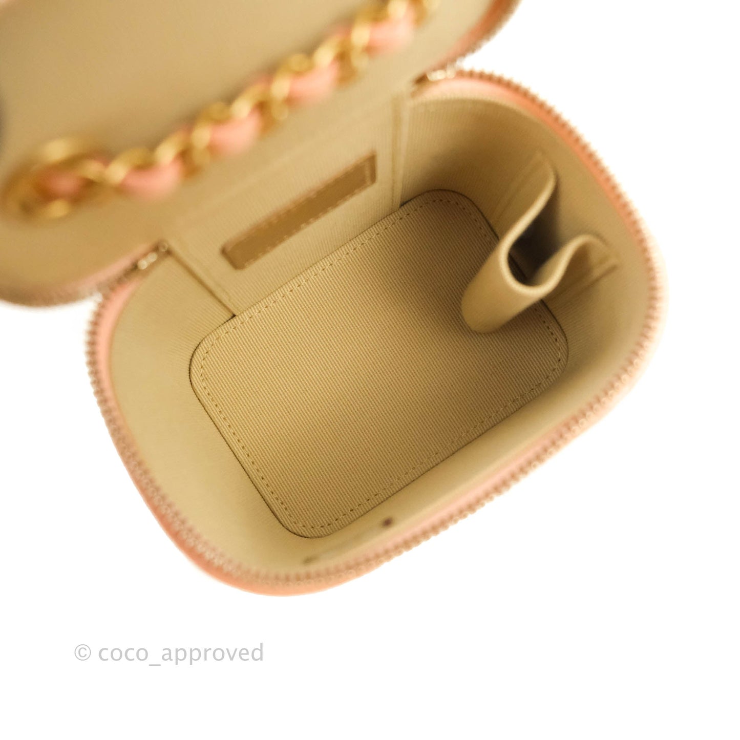 Chanel Classic Mini Pearl Crush Vanity With Chain Pink Lambskin Aged Gold Hardware