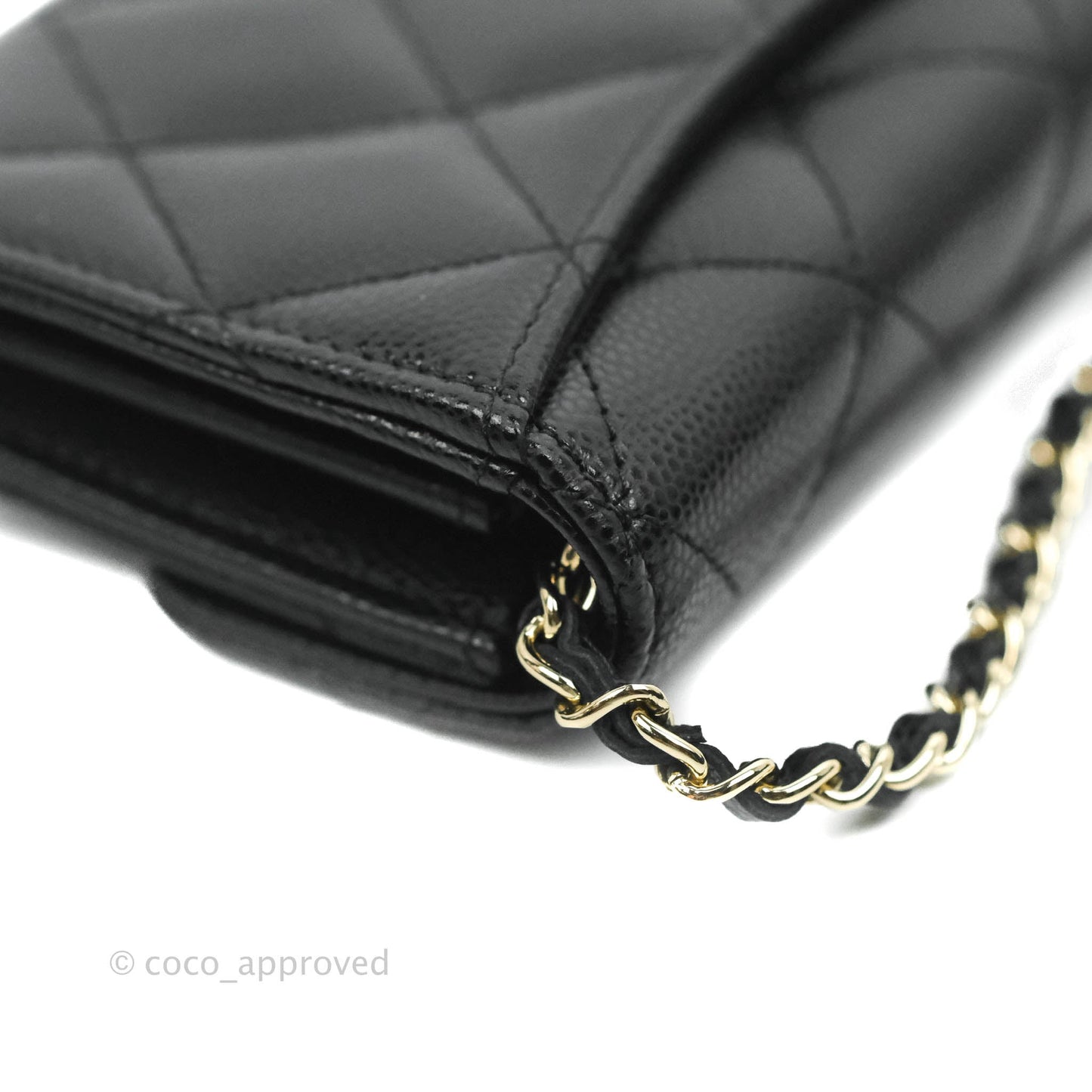 Chanel Mini Wallet With Chain Black Caviar Gold Hardware