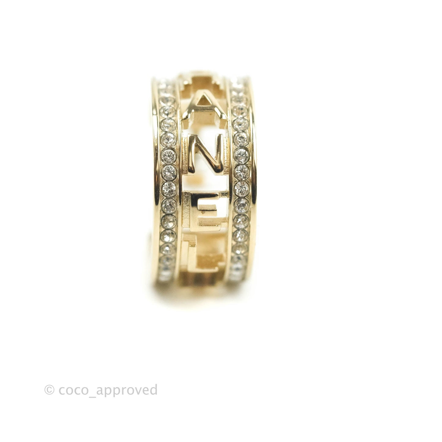 Chanel Crystal Hoop Earrings Gold Hardware 20B