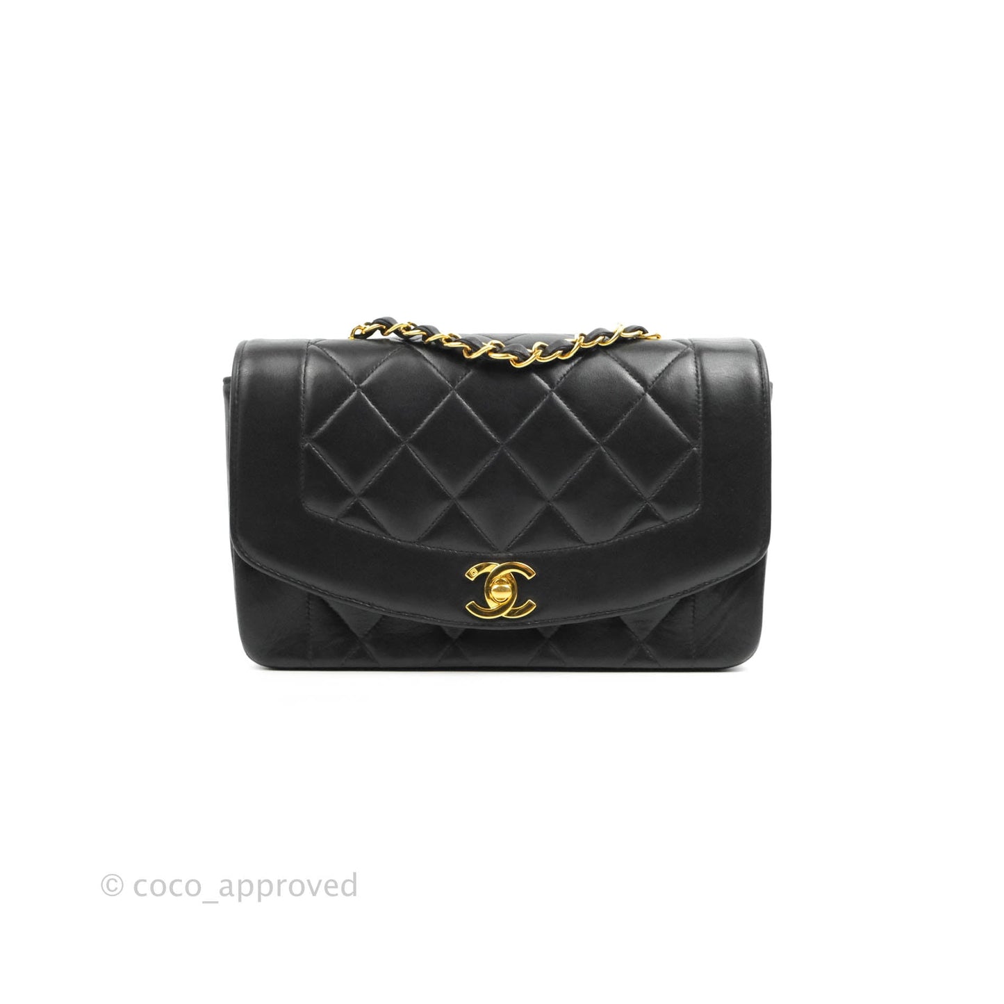 Chanel Black Quilted Lambskin Small Vintage Classic Diana Flap Bag
