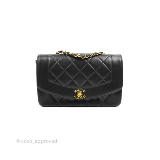 Chanel Black Quilted Lambskin Small Vintage Classic Diana Flap Bag