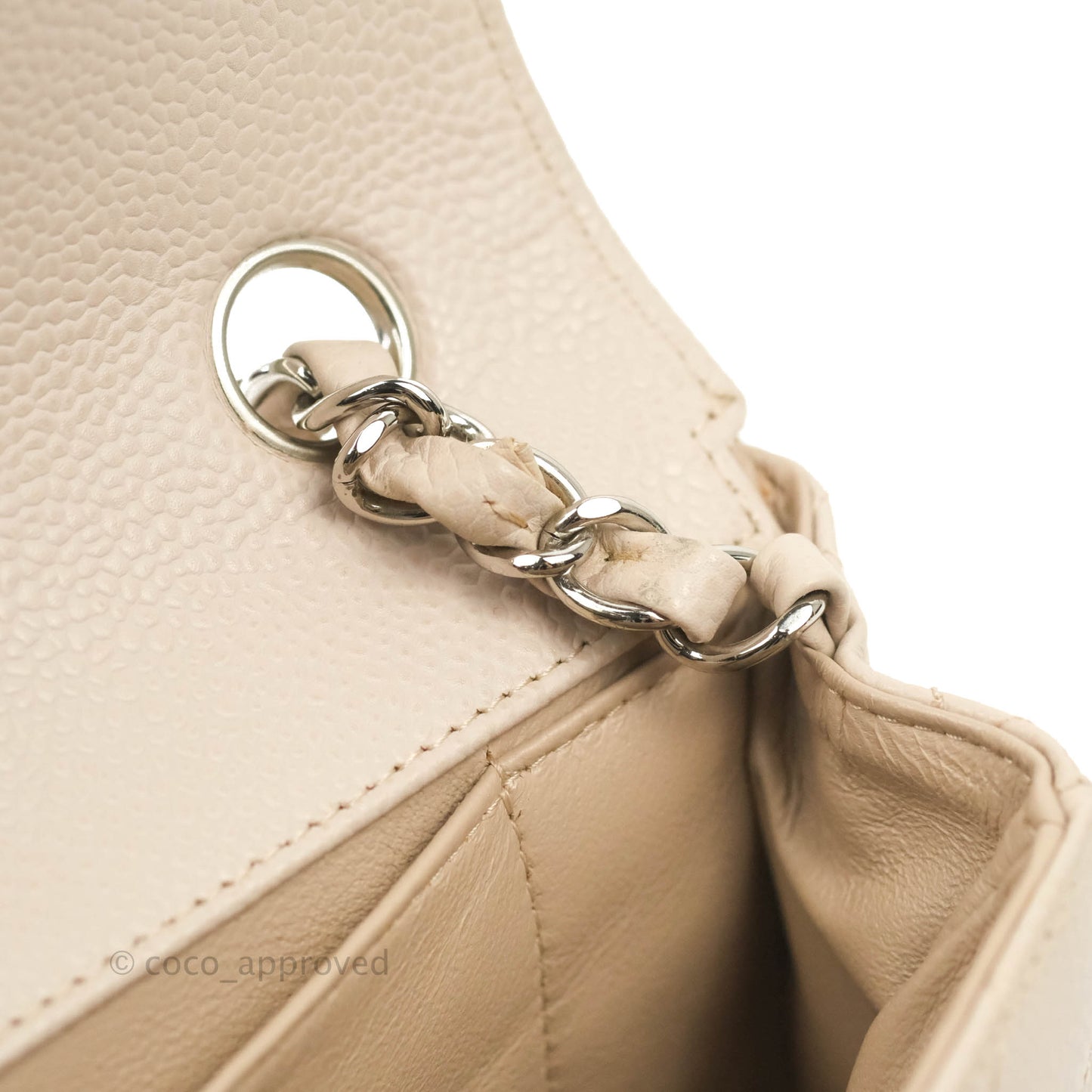 Chanel Quilted East West Flap Pale Pink Caviar Silver Hardware
