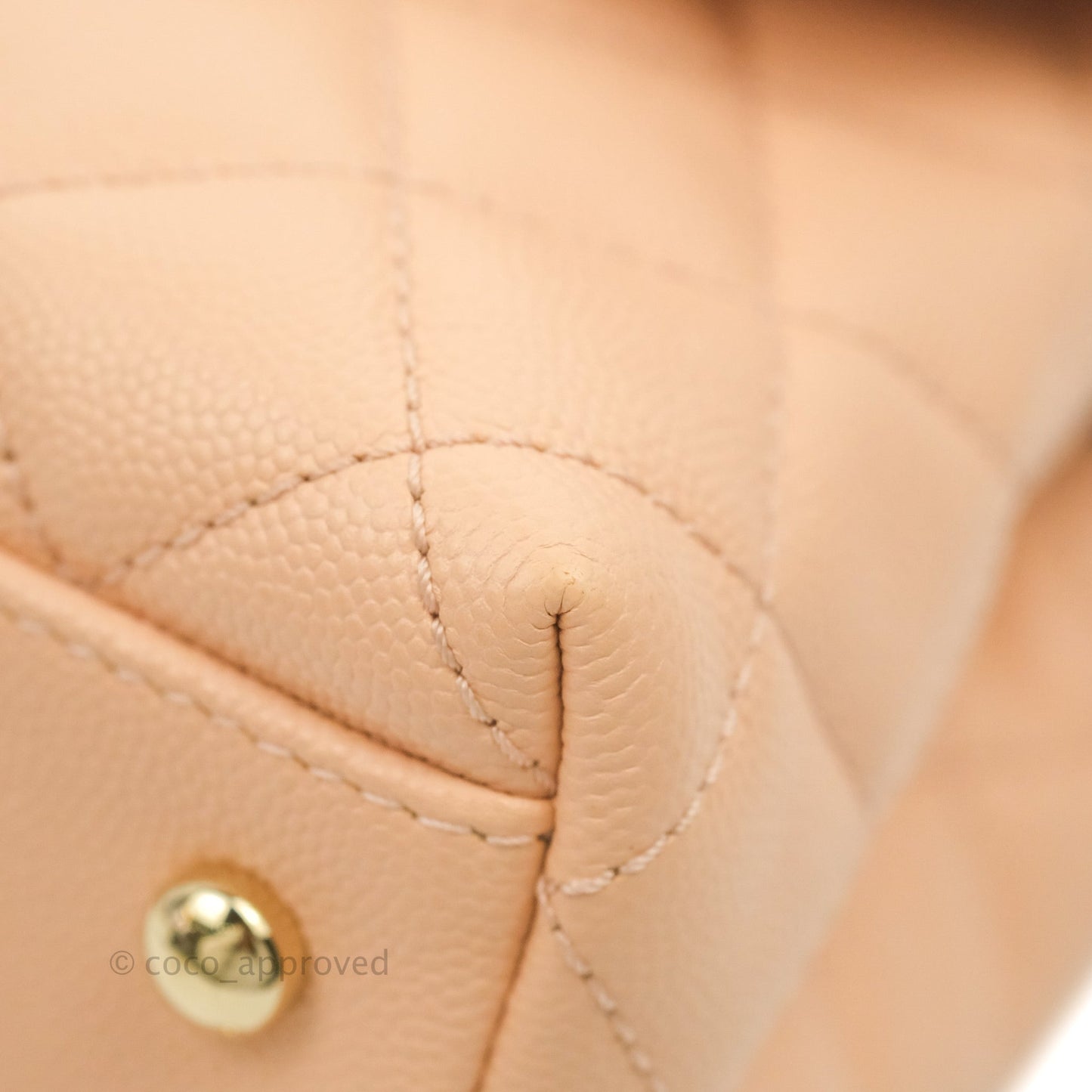 Chanel Small Coco Handle Quilted Peach Clair Caviar Gold Hardware