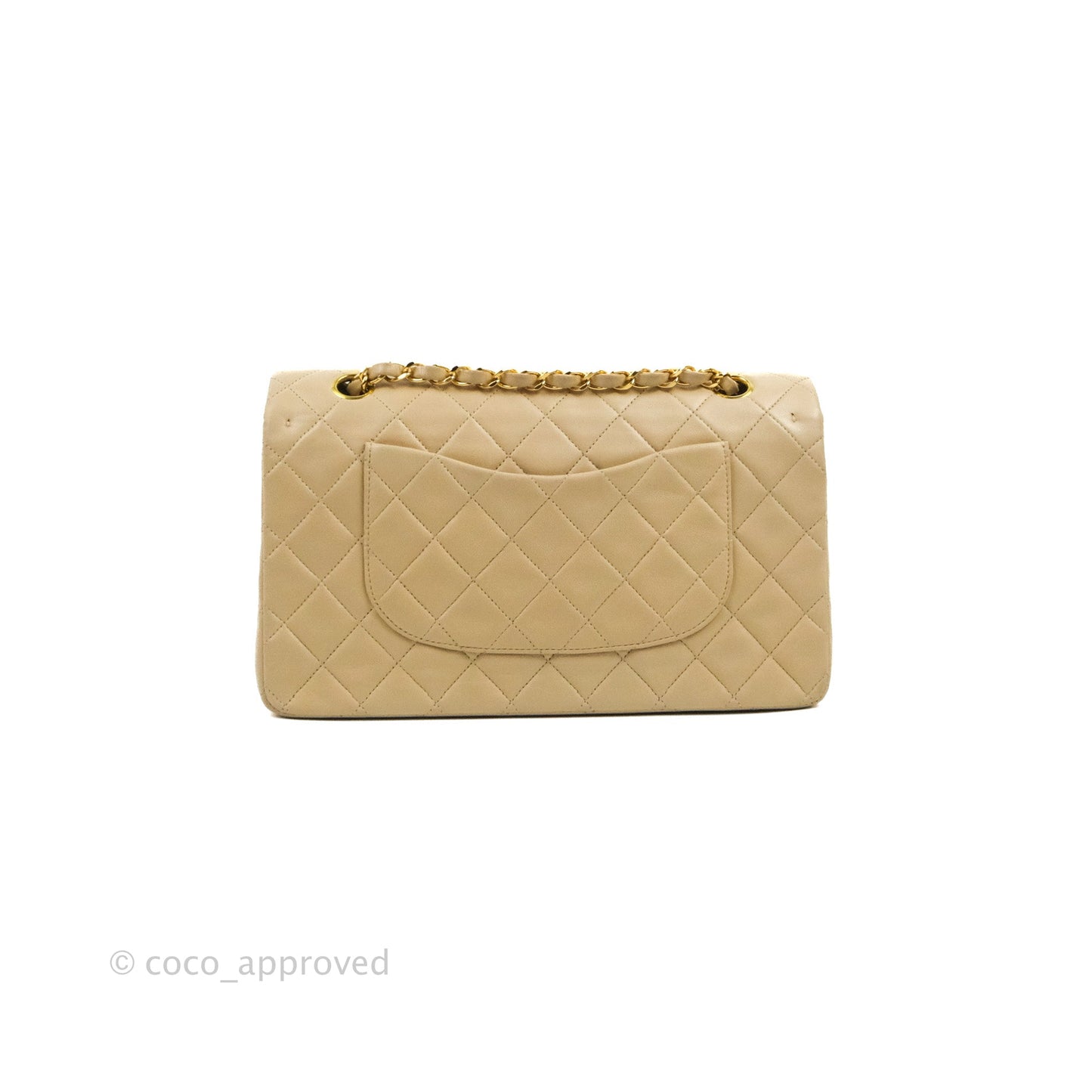 Chanel Vintage Medium Classic Flap Light Beige Lambskin 24K Gold Hardware
