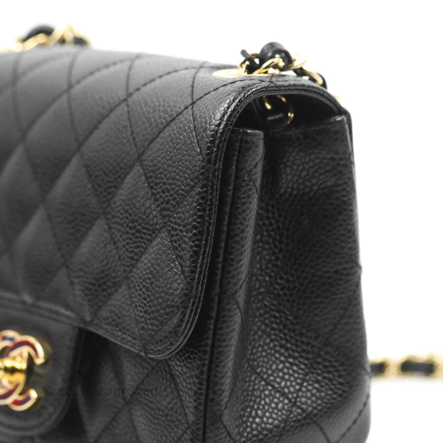 Chanel Quilted Mini Square Flap Bag Black Caviar 24K Gold Hardware