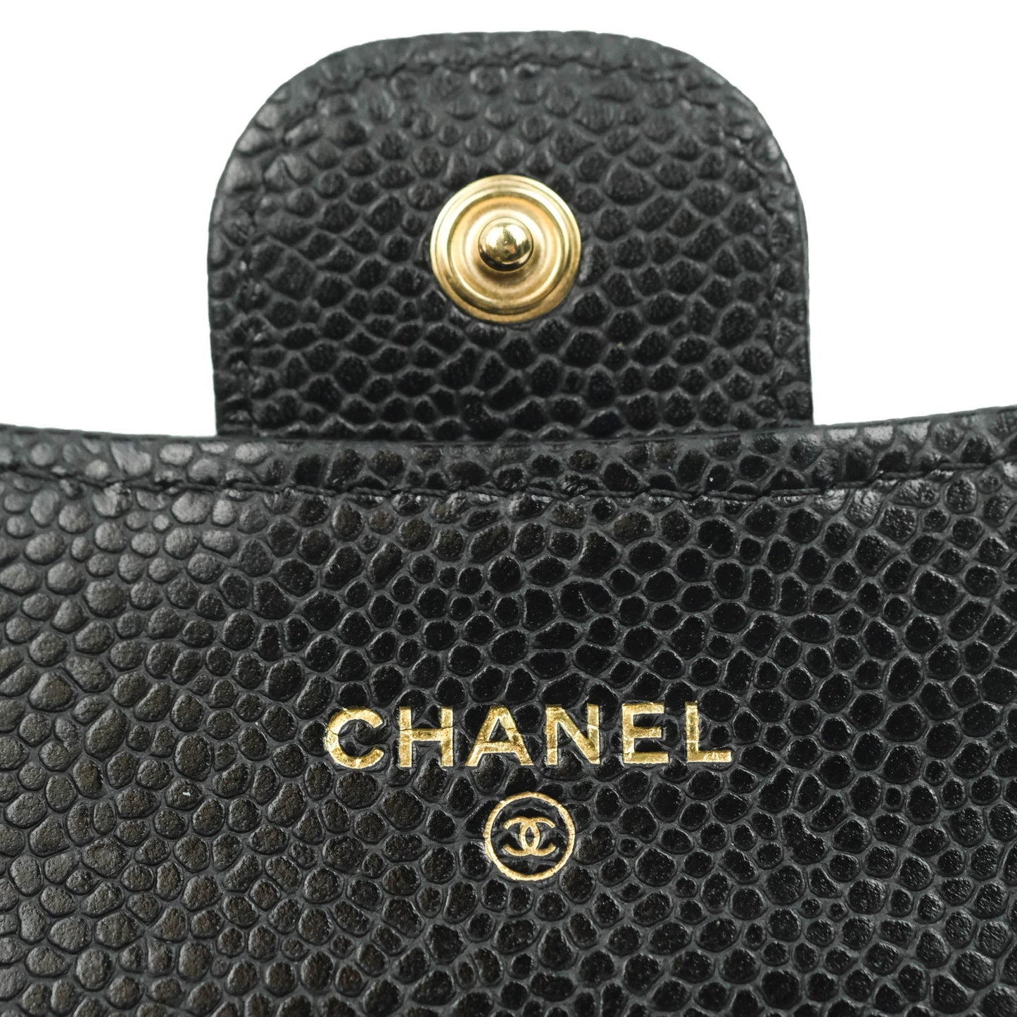 Chanel Quilted Flap Card Holder Black Caviar Gold Hardware