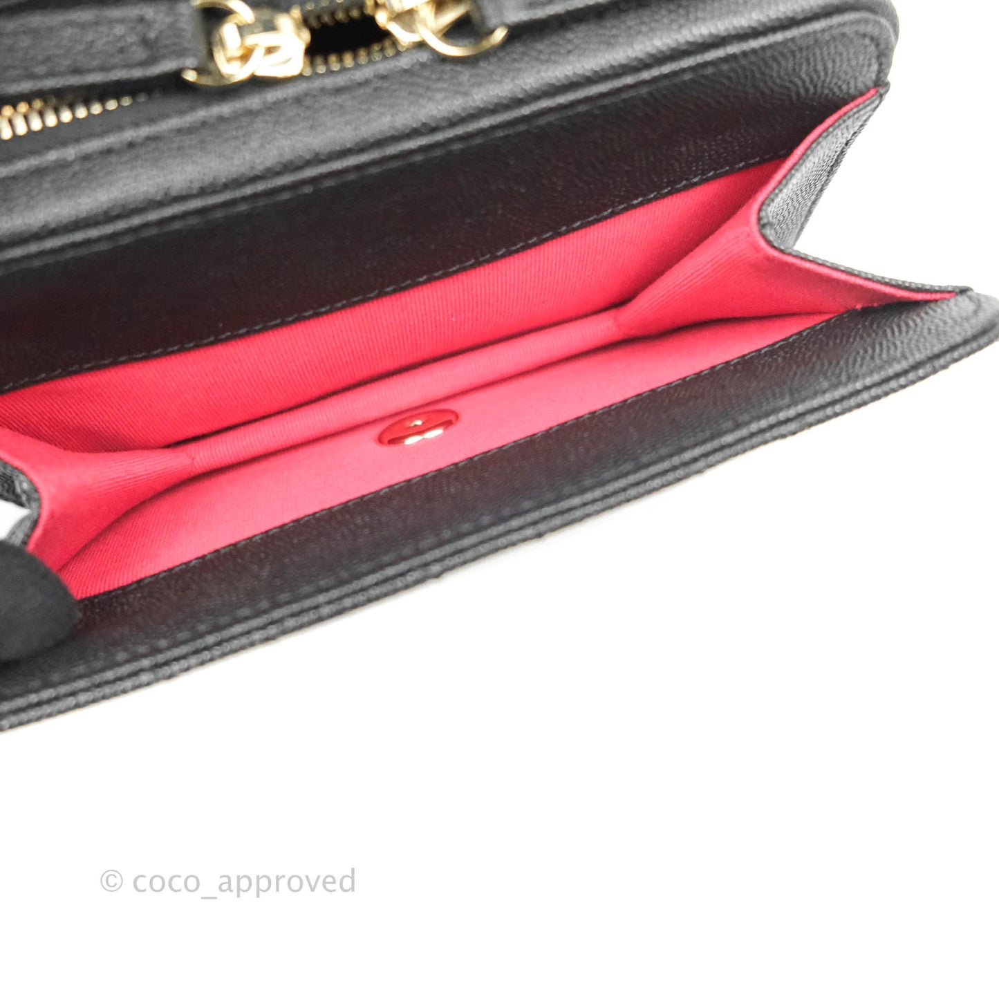 Chanel Quilted Small Like The Wallet Flap Black Caviar Light Gold Hardware 22C