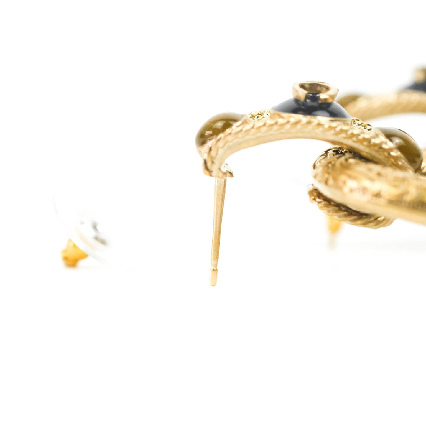 Chanel CC Resin Drop Earrings Gold Tone 20C