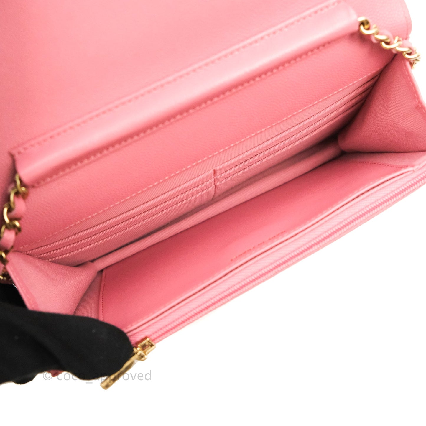 Chanel Quilted Classic Wallet on Chain WOC Pink Caviar Gold Hardware