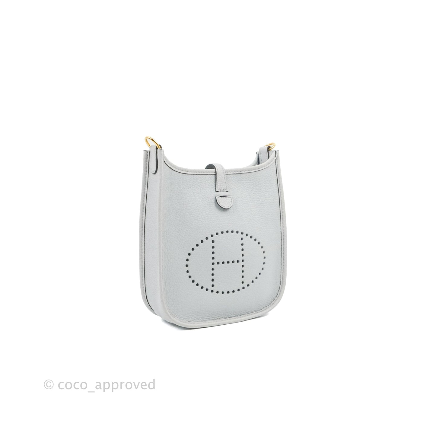 Hermès Mini Evelyne 16 Bleu Pale 08 Clemence/ Gris Etain 8F Gold Hardware