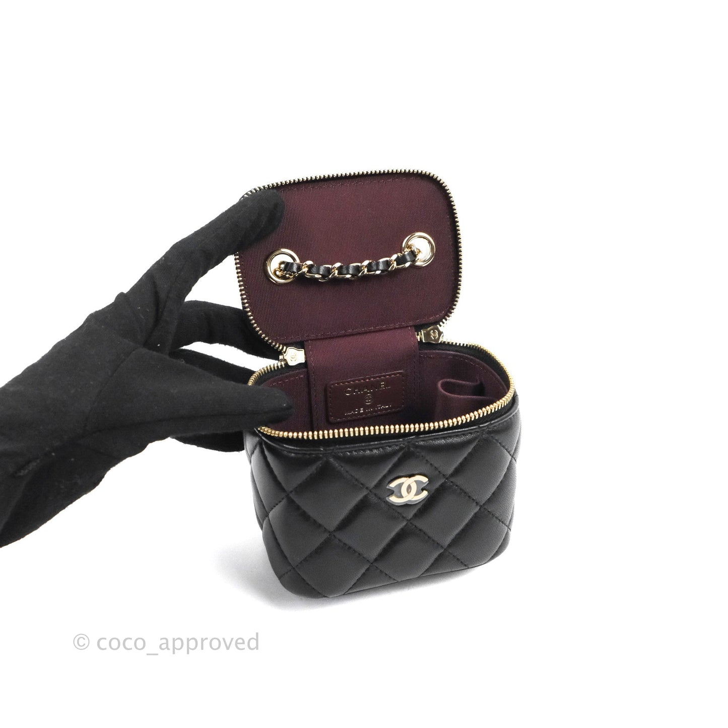Chanel Mini Vanity With Chain Black Lambskin Gold Hardware
