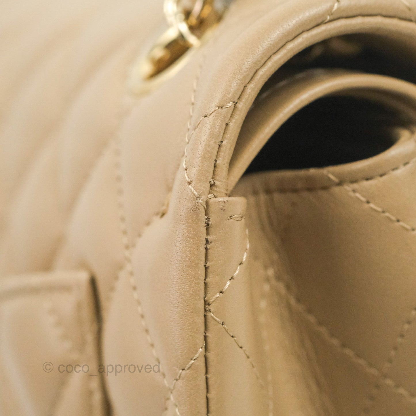 Chanel Small Classic Quilted Flap Dark Beige Lambskin Gold Hardware
