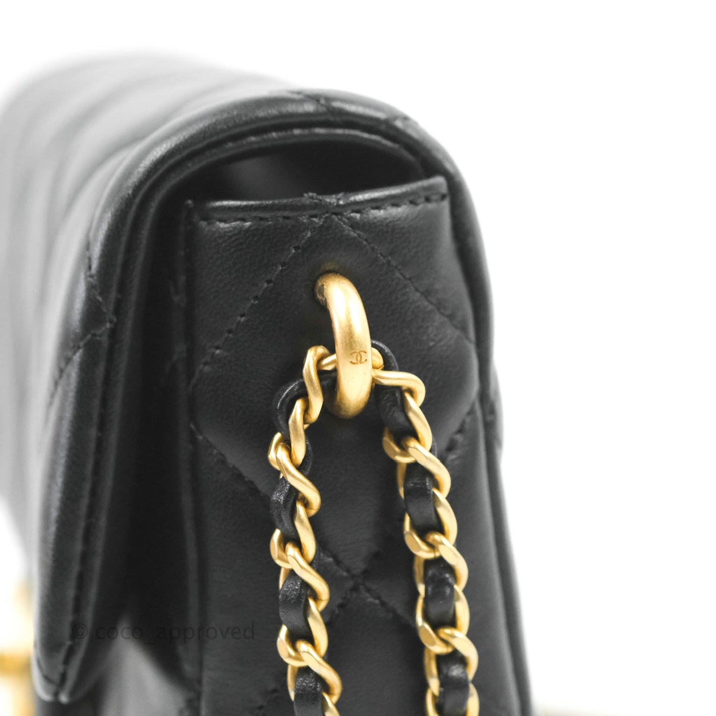 Chanel Quilted My Perfect Mini With Pearl Black Lambskin Gold Hardware
