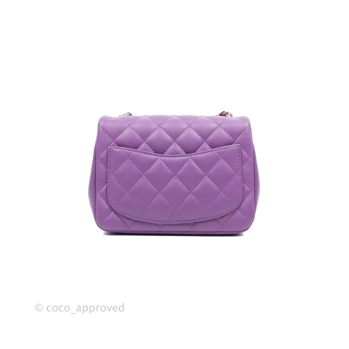 Chanel Mini Square Purple Lambskin Gold Hardware 22P
