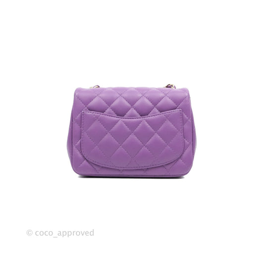 Chanel Mini Square Purple Lambskin Gold Hardware 22P