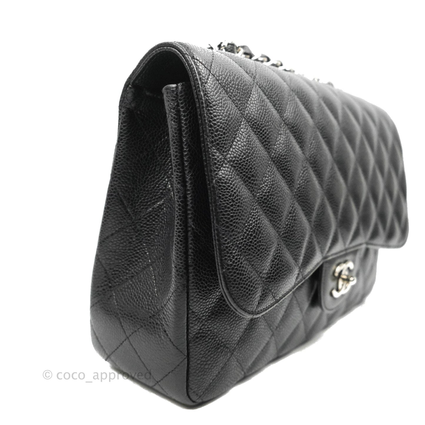 Chanel Jumbo Single Flap Black Caviar Silver Hardware⁣⁣