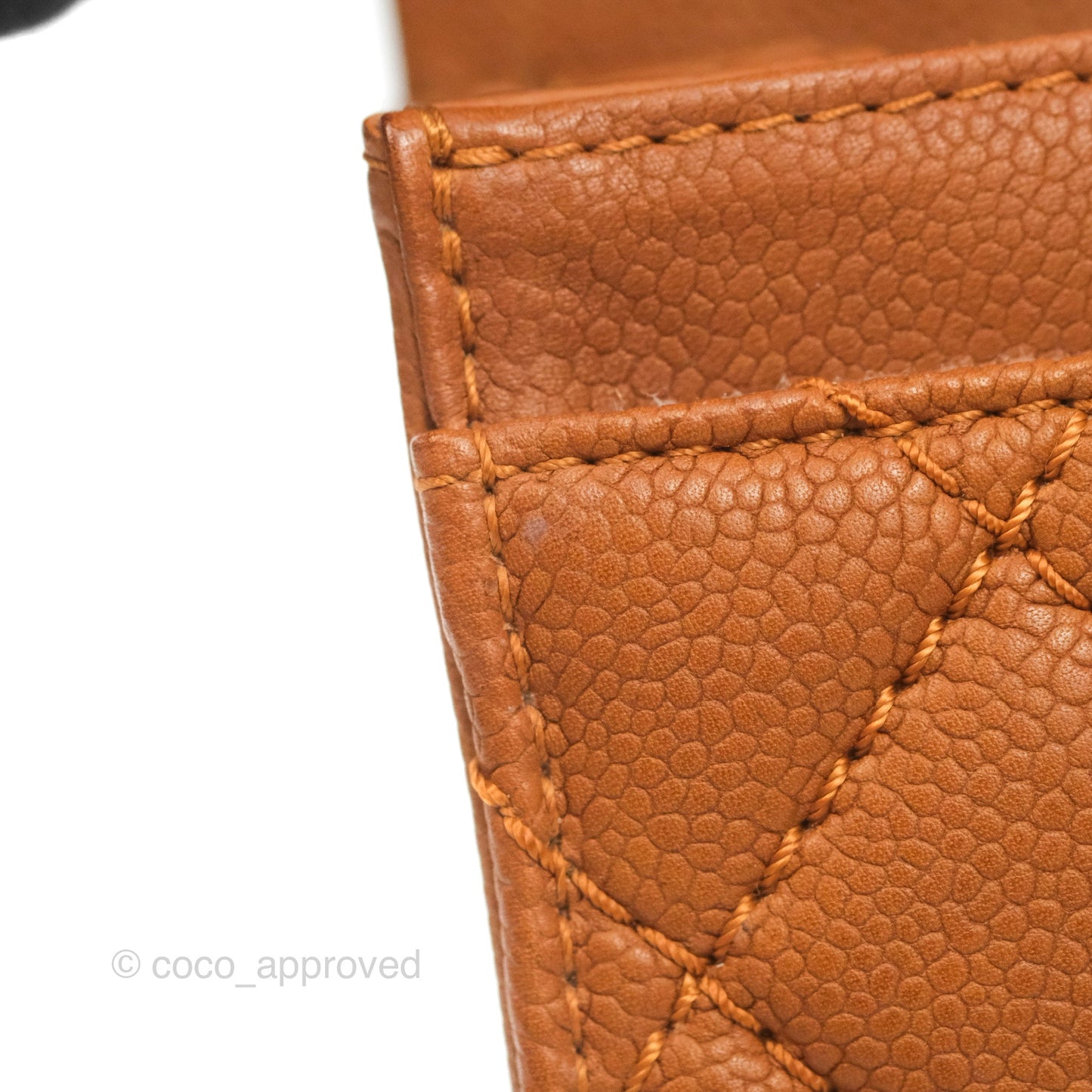 Chanel Flap Bag Quilted Caramel Brown Caviar Ruthenium Hardware