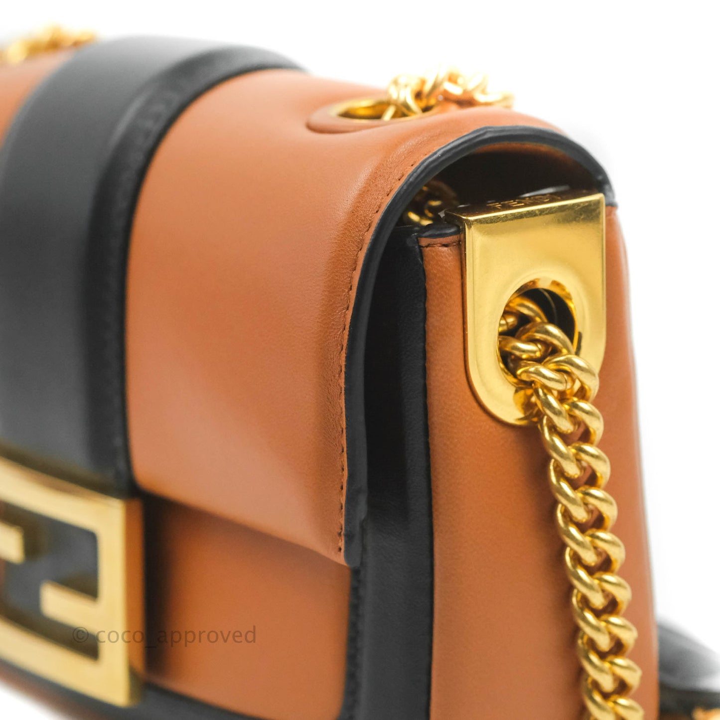 Fendi Mini Baguette Chain Bag Bi-Color Brown/Black Nappa