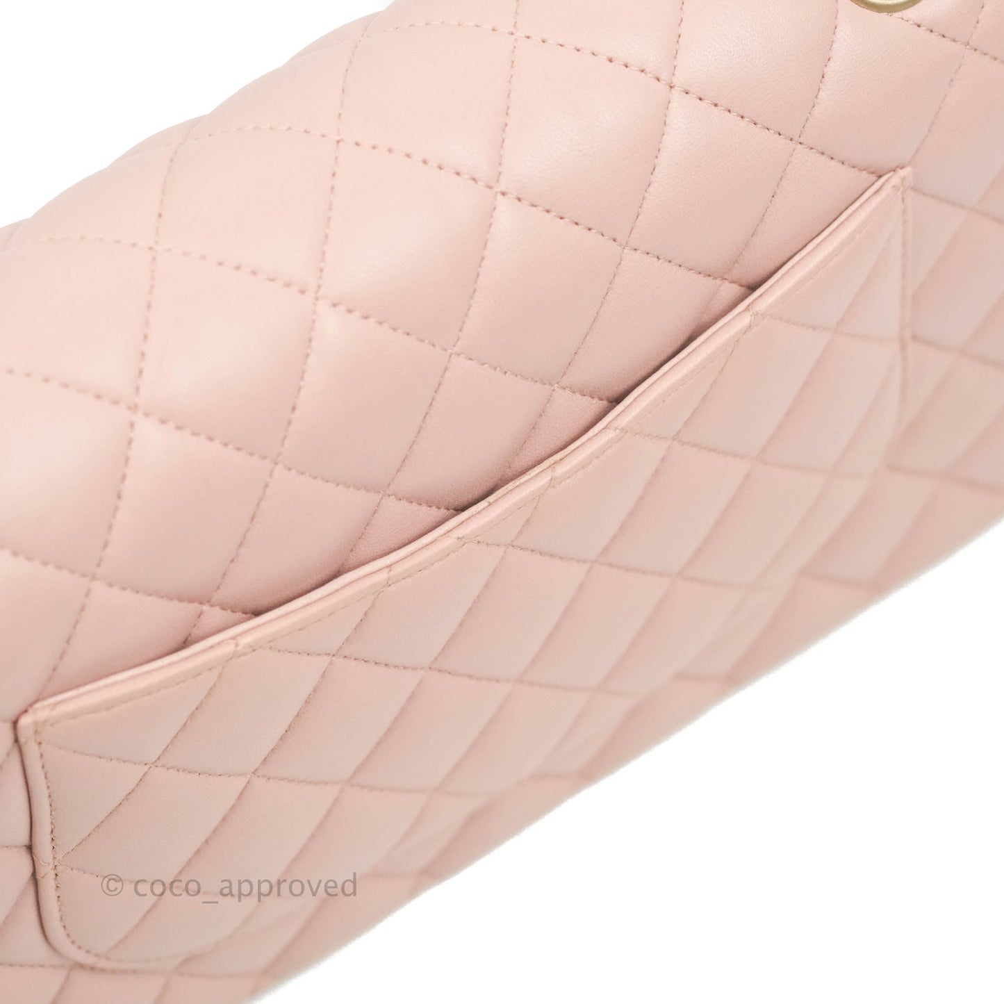 Chanel Classic M/L Medium Flap Quilted Light Pink Lambskin Matte Gold Hardware