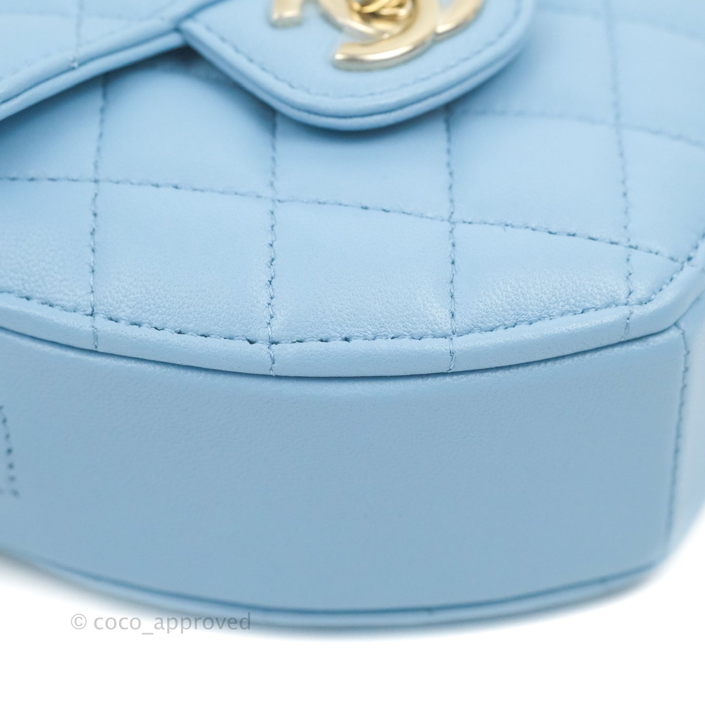 Chanel Small Heart Bag Blue Lambskin Gold Hardware 22S