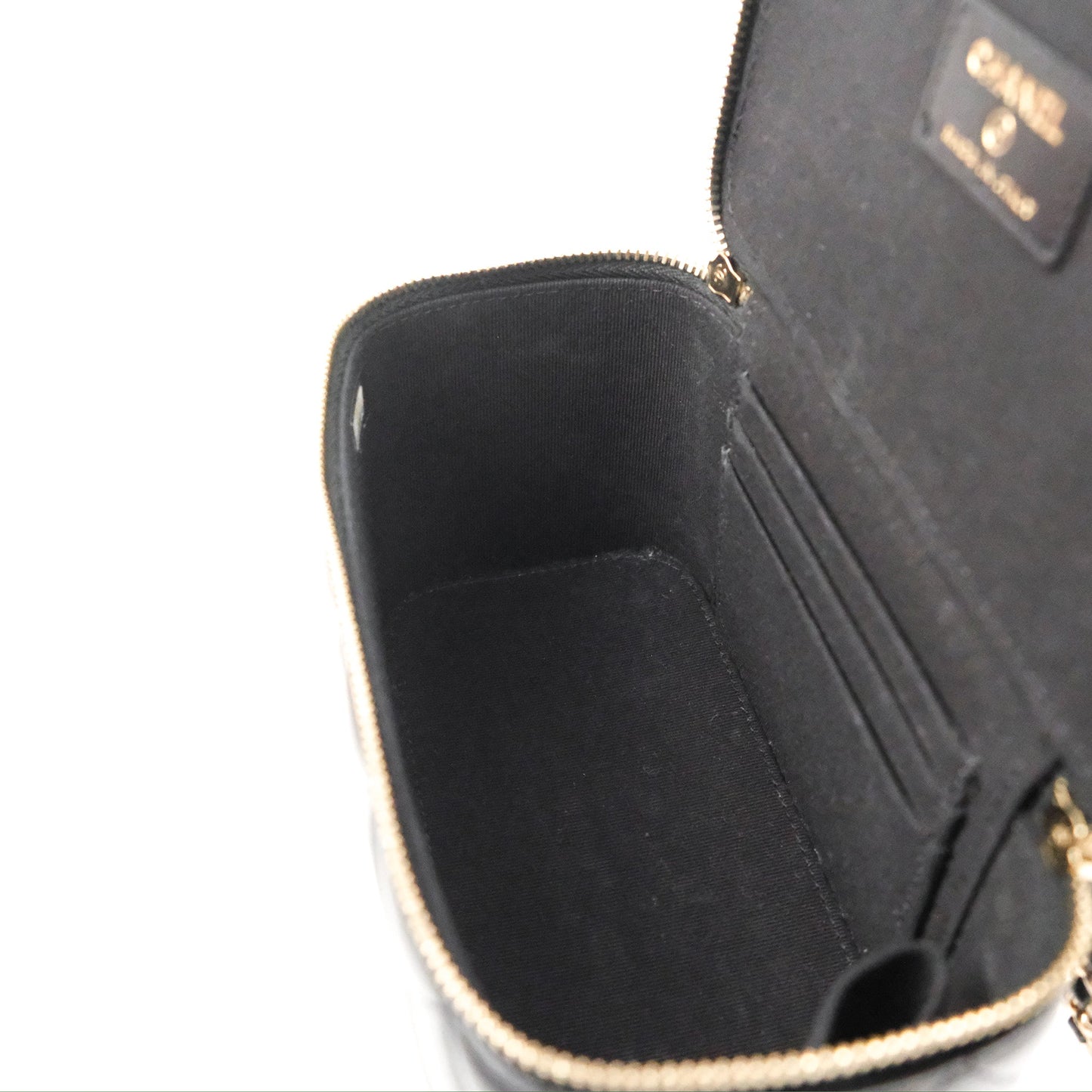 Chanel Vanity Rectangular Top Handle Black Lambskin Gold Hardware