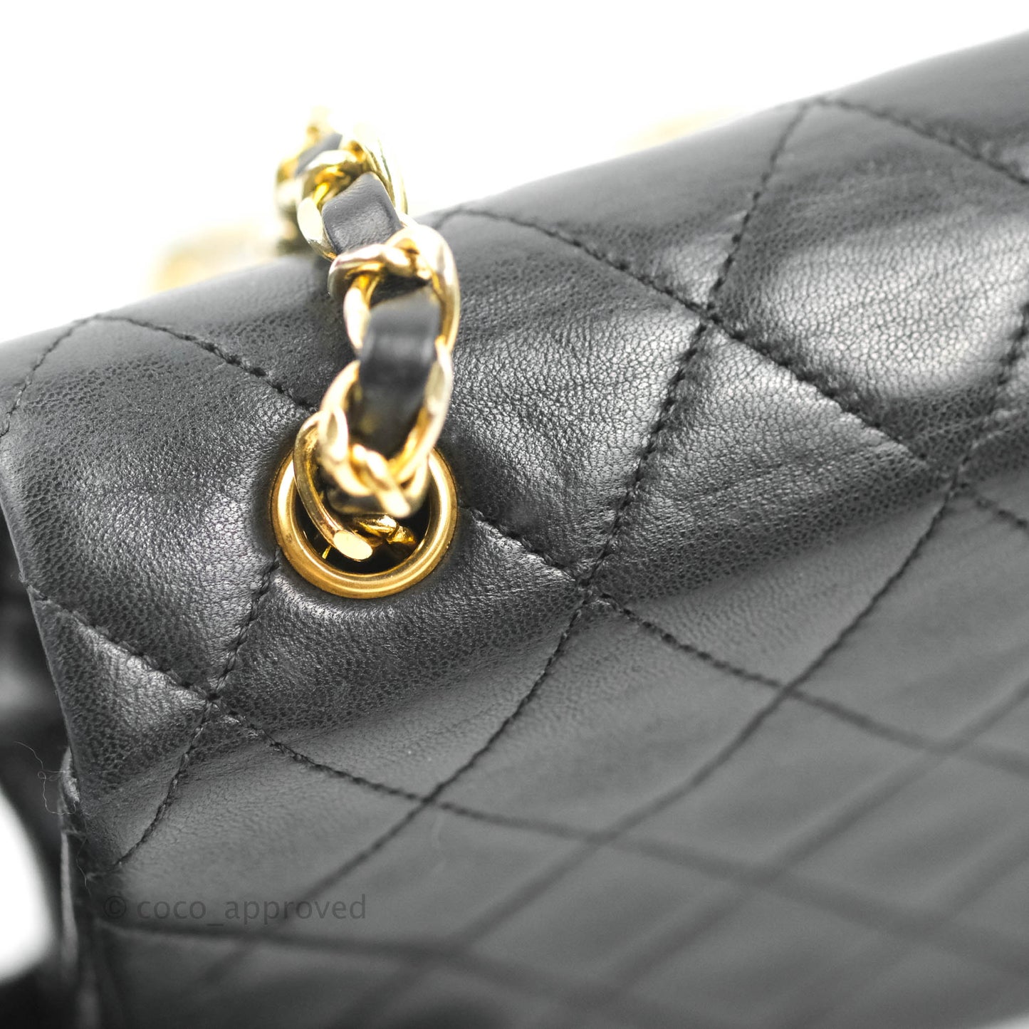 Chanel Vintage Small Single Full Flap Bag Black Lambskin 24K Gold Hardware