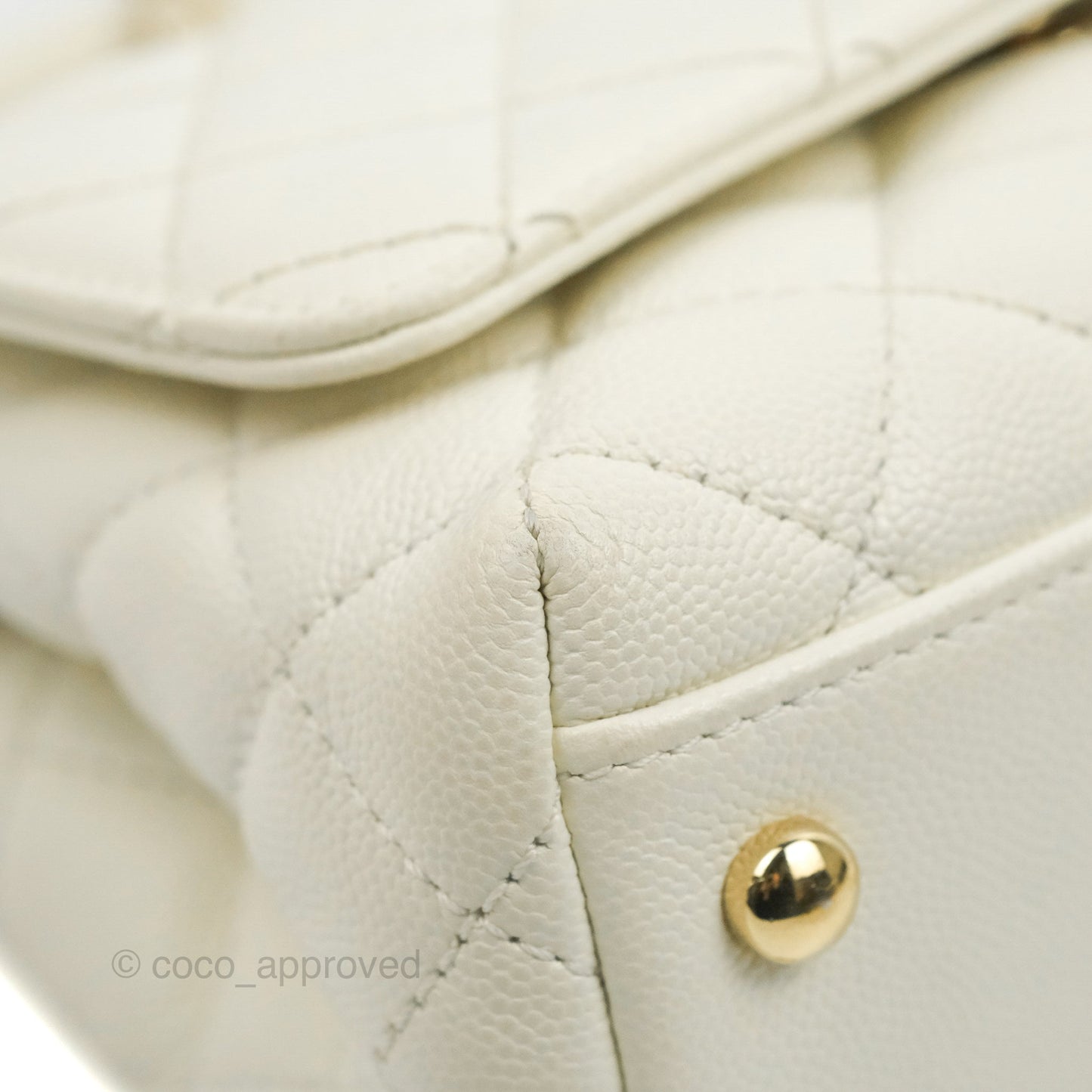 Chanel Mini Coco Handle Quilted Ivory Caviar Gold Hardware