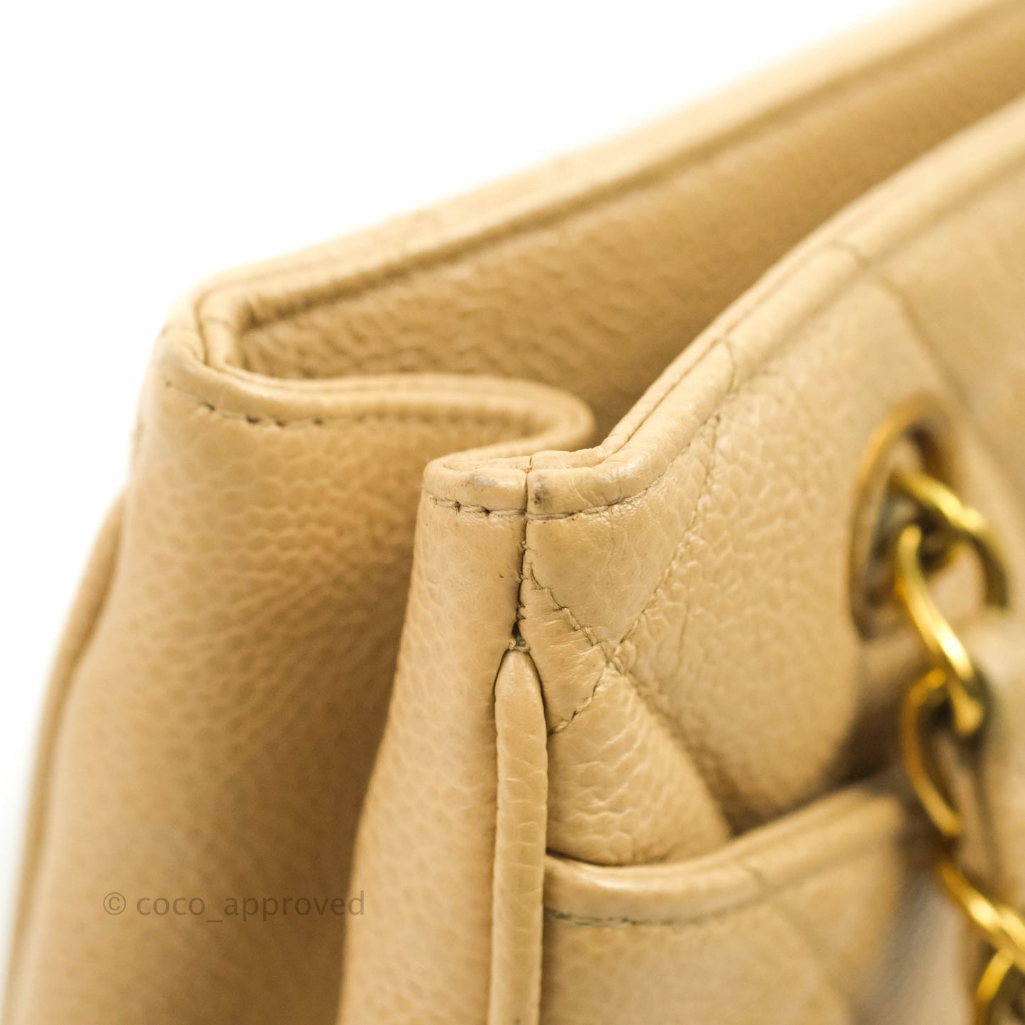 Chanel Vintage CC Quilted Tote Dark Beige Caviar 24K Gold Hardware