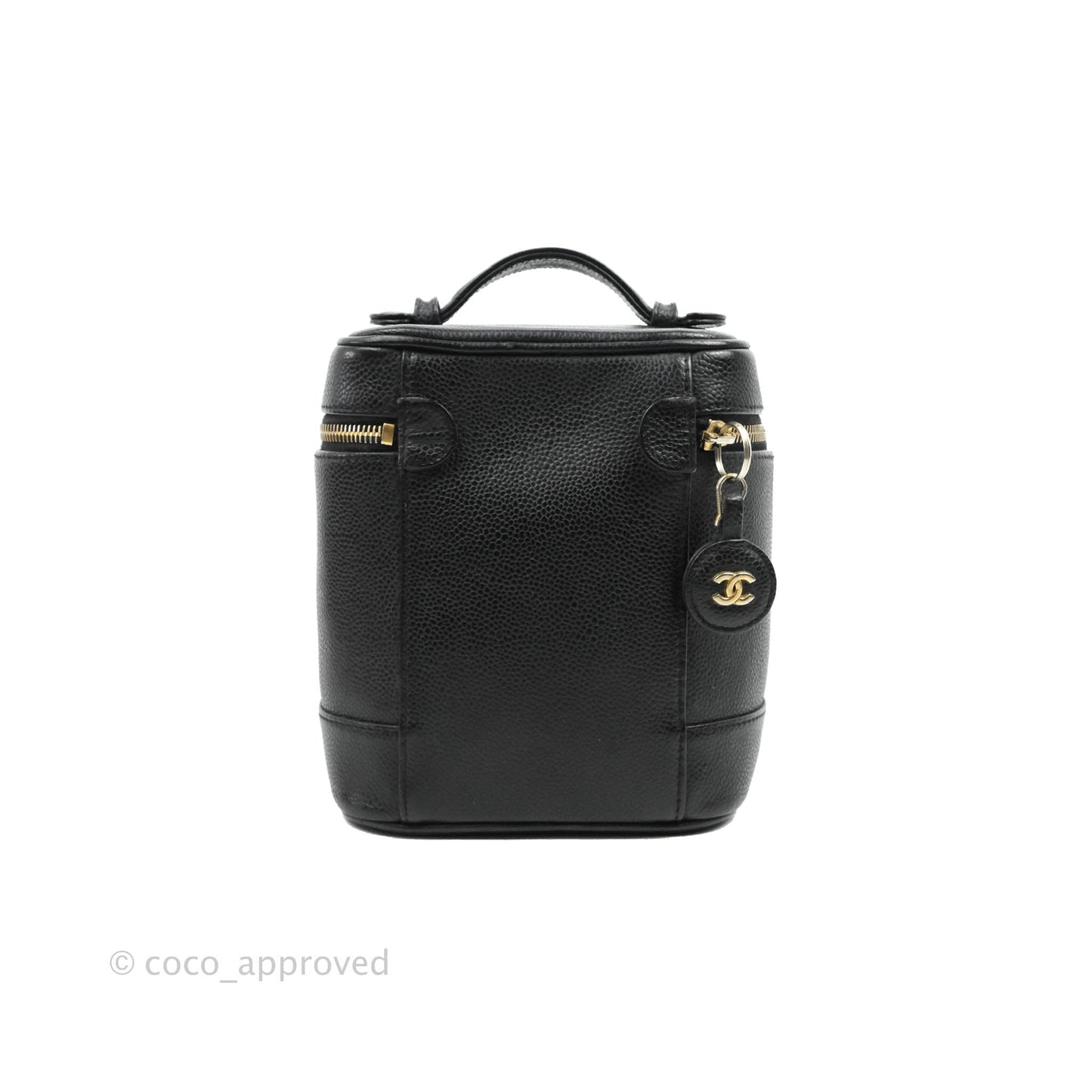 Chanel Vintage Vanity Case Black Caviar Gold Hardware