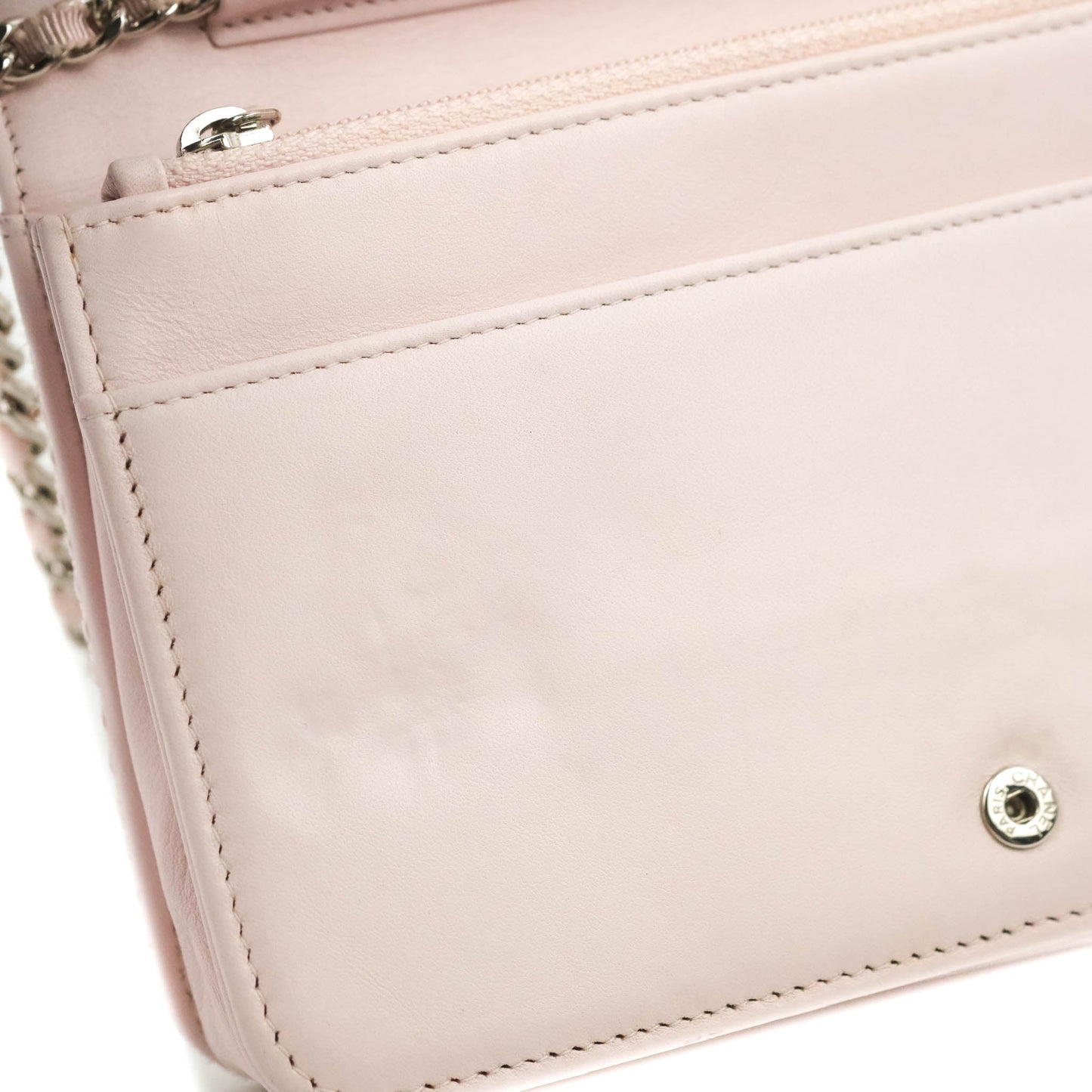 Chanel Deauville Wallet On Chain WOC Pink Canvas Silver Hardware
