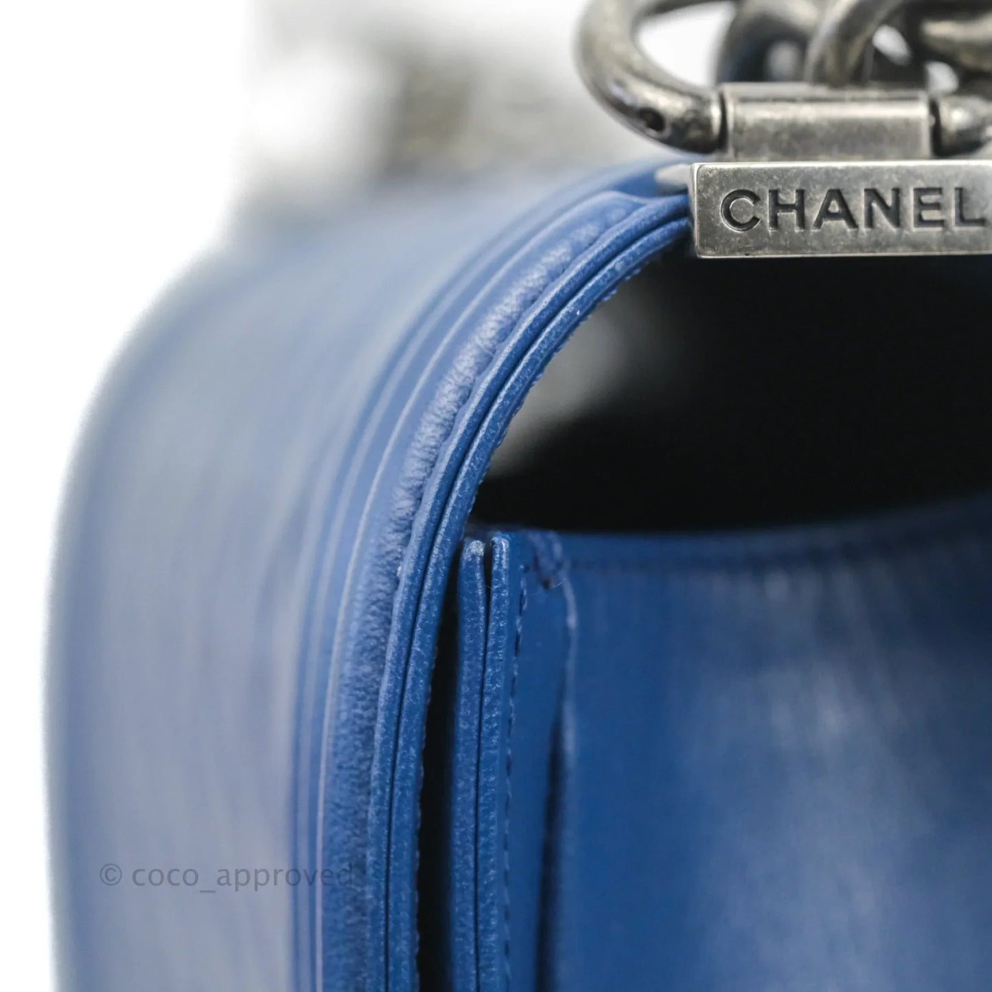 Chanel Quilted Medium Boy Blue Calfskin Ruthenium Hardware