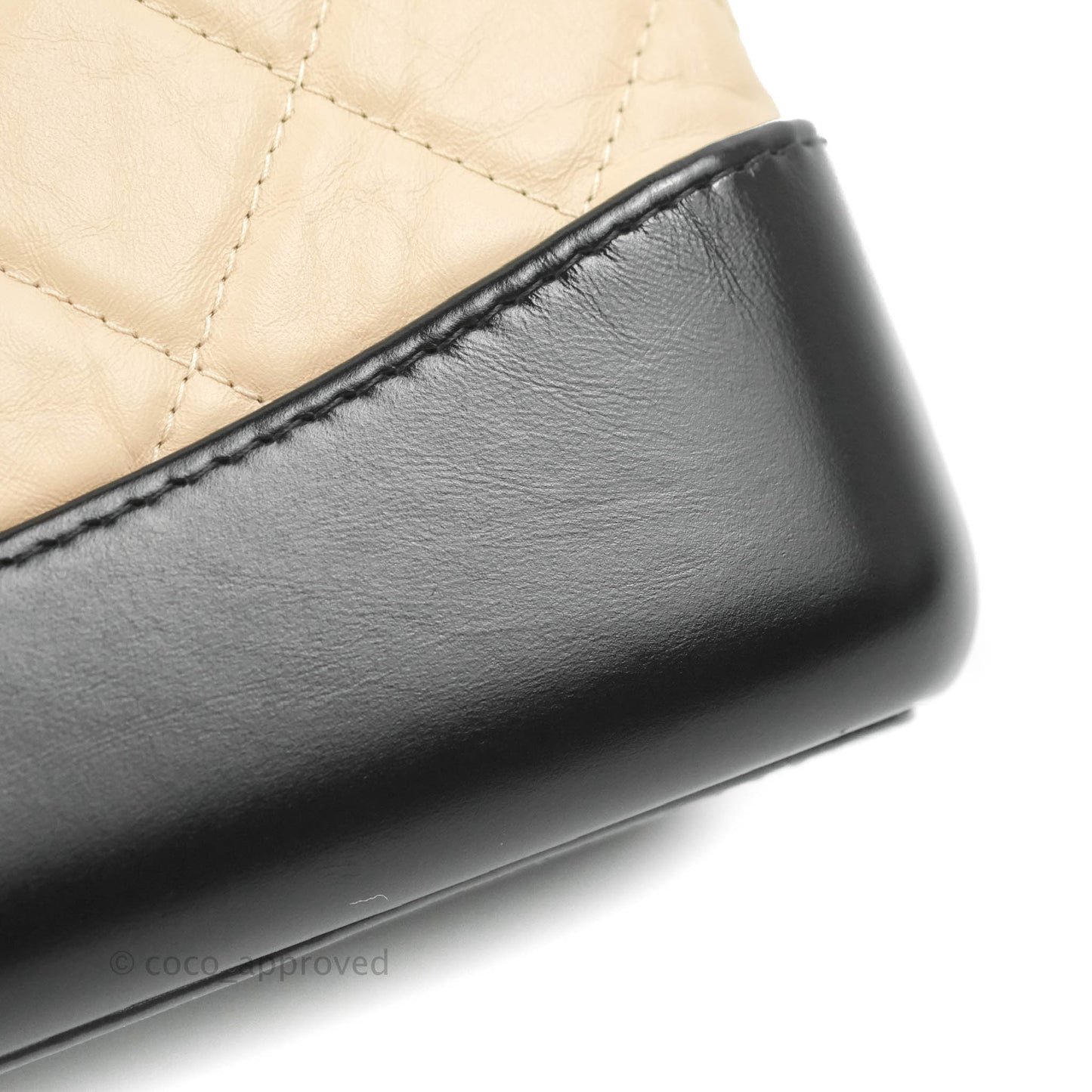 Chanel Small Gabrielle Backpack Beige Black Aged Calfskin