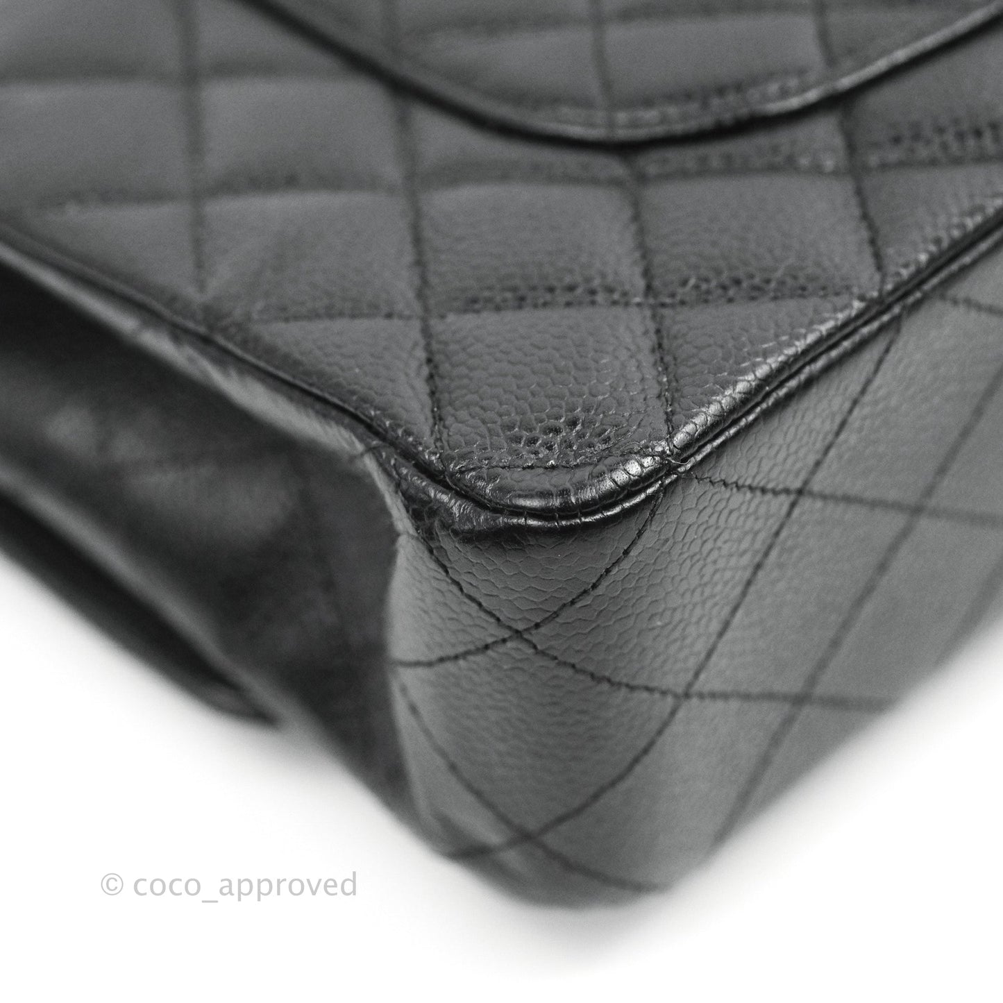 Chanel Classic M/L Medium Flap Quilted Black Caviar Silver Hardware