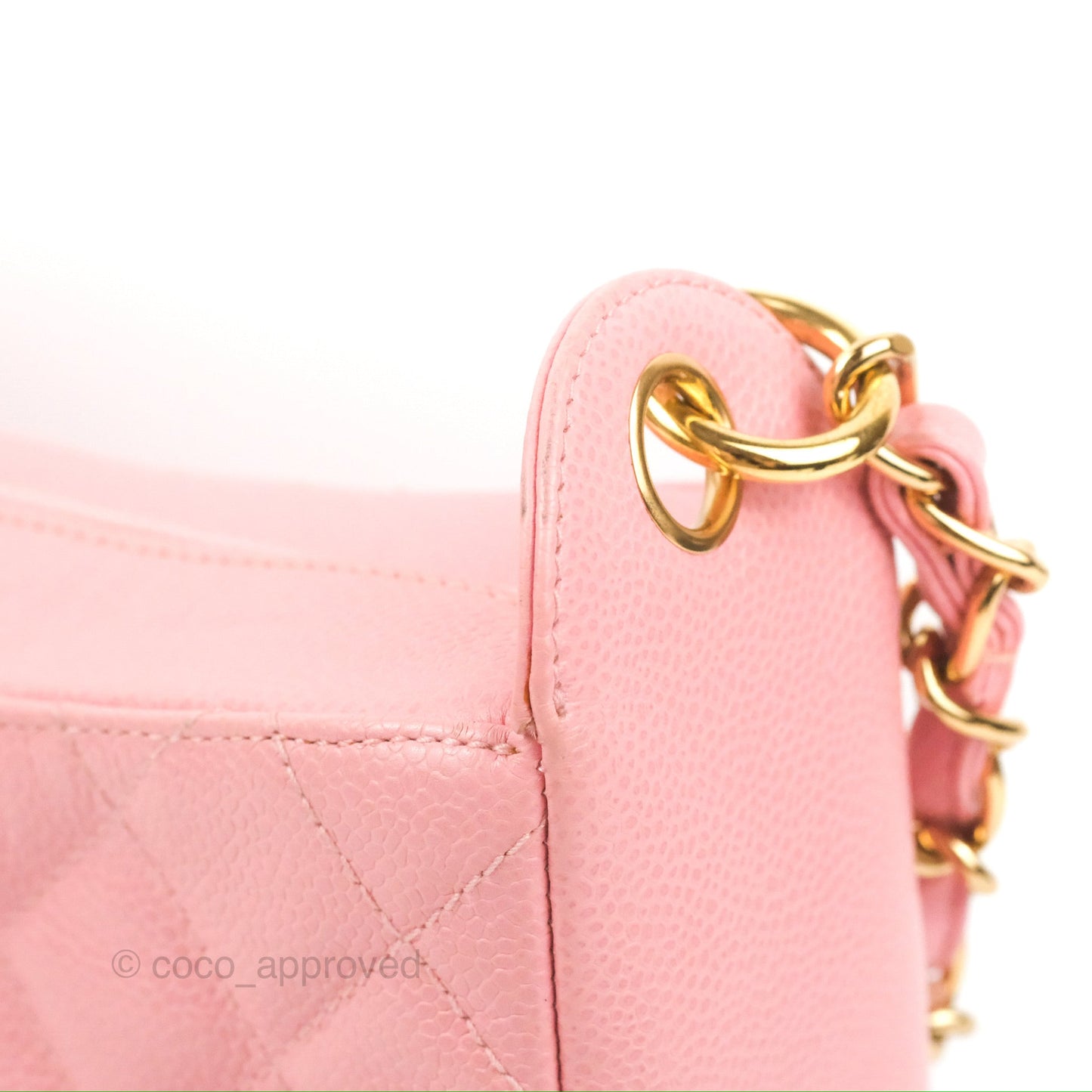 Chanel Vintage CC Quilted Shoulder Bag Pink Caviar Gold Hardware