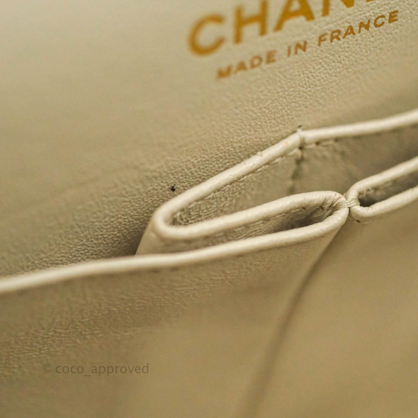 Chanel Classic M/L Medium Double Flap Chevron Ivory Caviar Gold Hardware