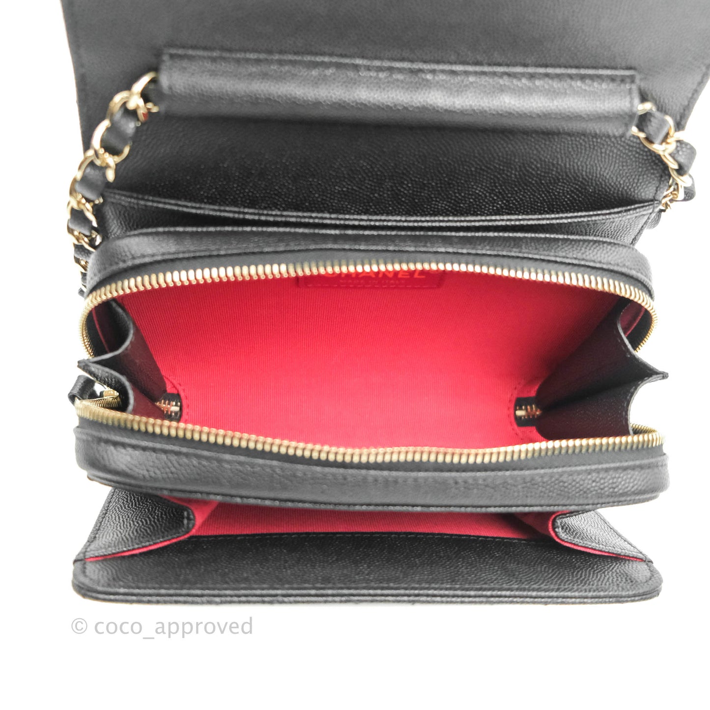 Chanel Quilted Small Like The Wallet Flap Black Caviar Light Gold Hardware 22C